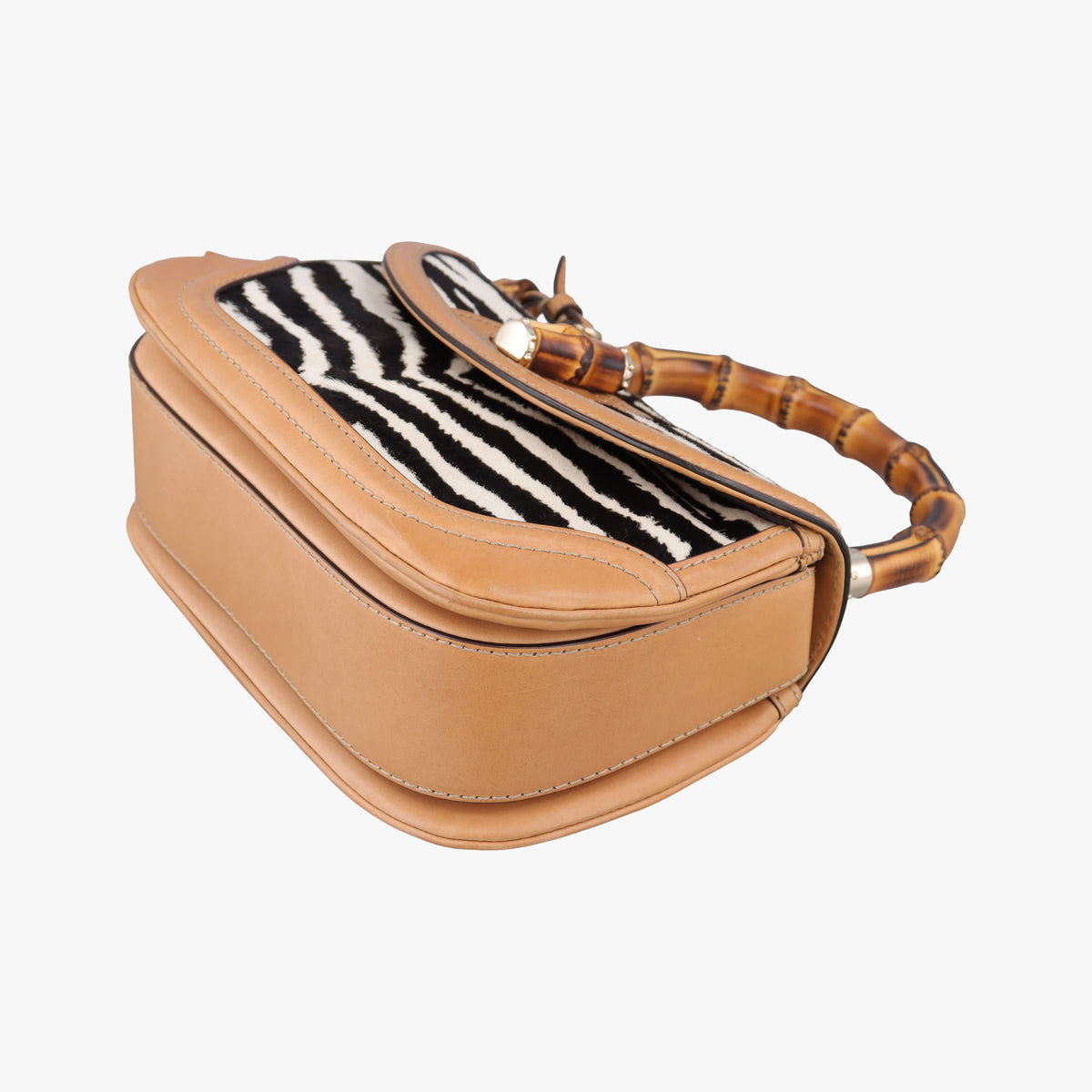 Pre-owned Gucci New Bamboo Multicolour ponyhair×leather 254884 shoulderbag | stylenewstar