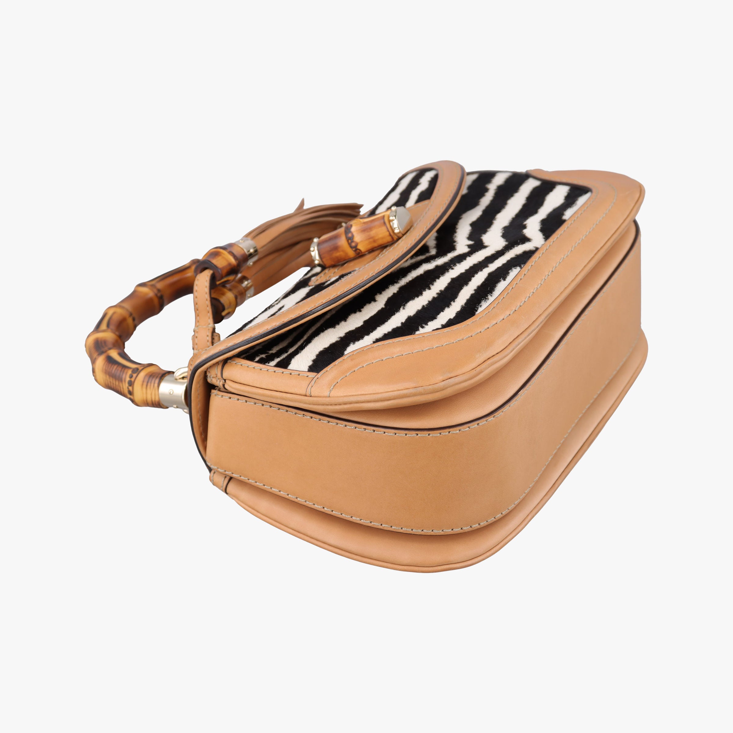 Pre-owned Gucci New Bamboo Multicolour ponyhair×leather 254884 shoulderbag | stylenewstar