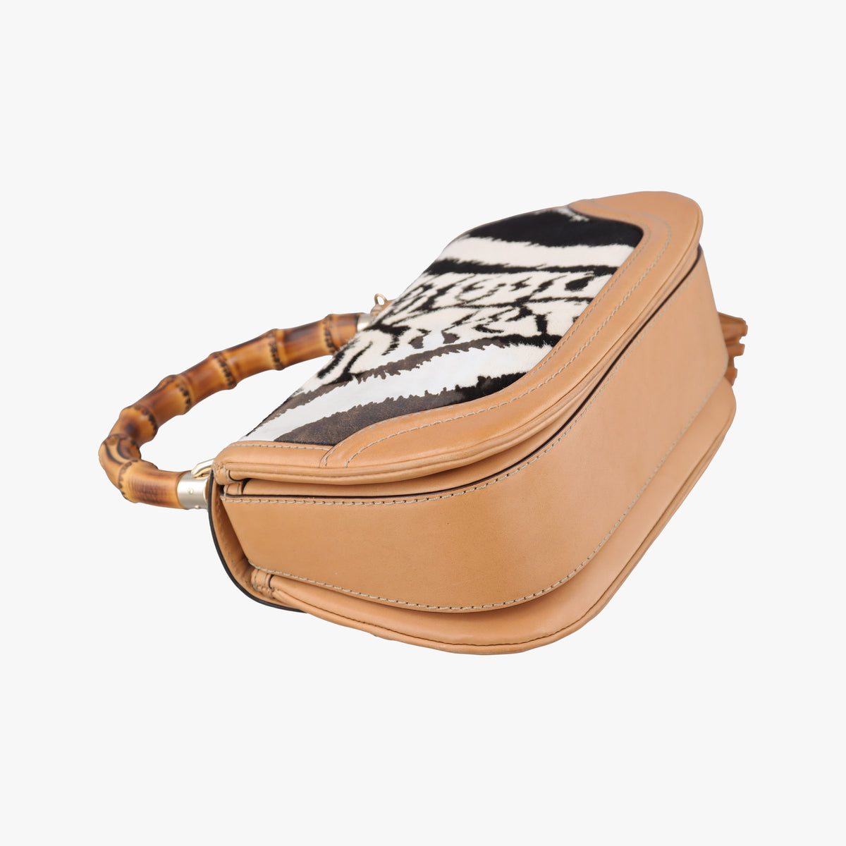 Pre-owned Gucci New Bamboo Multicolour ponyhair×leather 254884 shoulderbag | stylenewstar