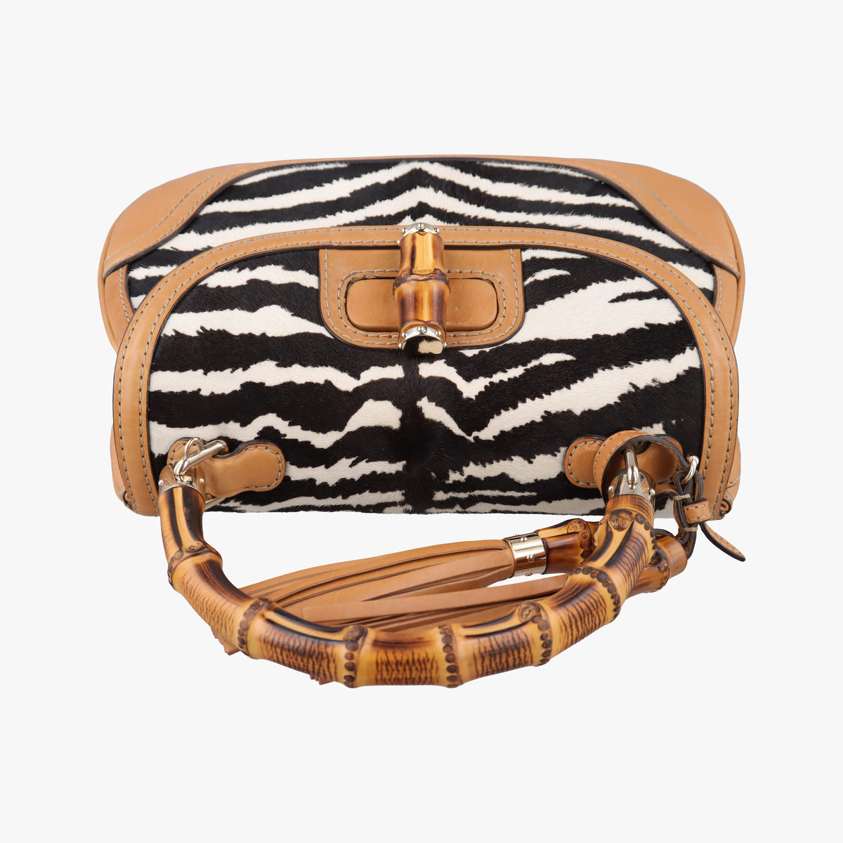 Pre-owned Gucci New Bamboo Multicolour ponyhair×leather 254884 shoulderbag | stylenewstar