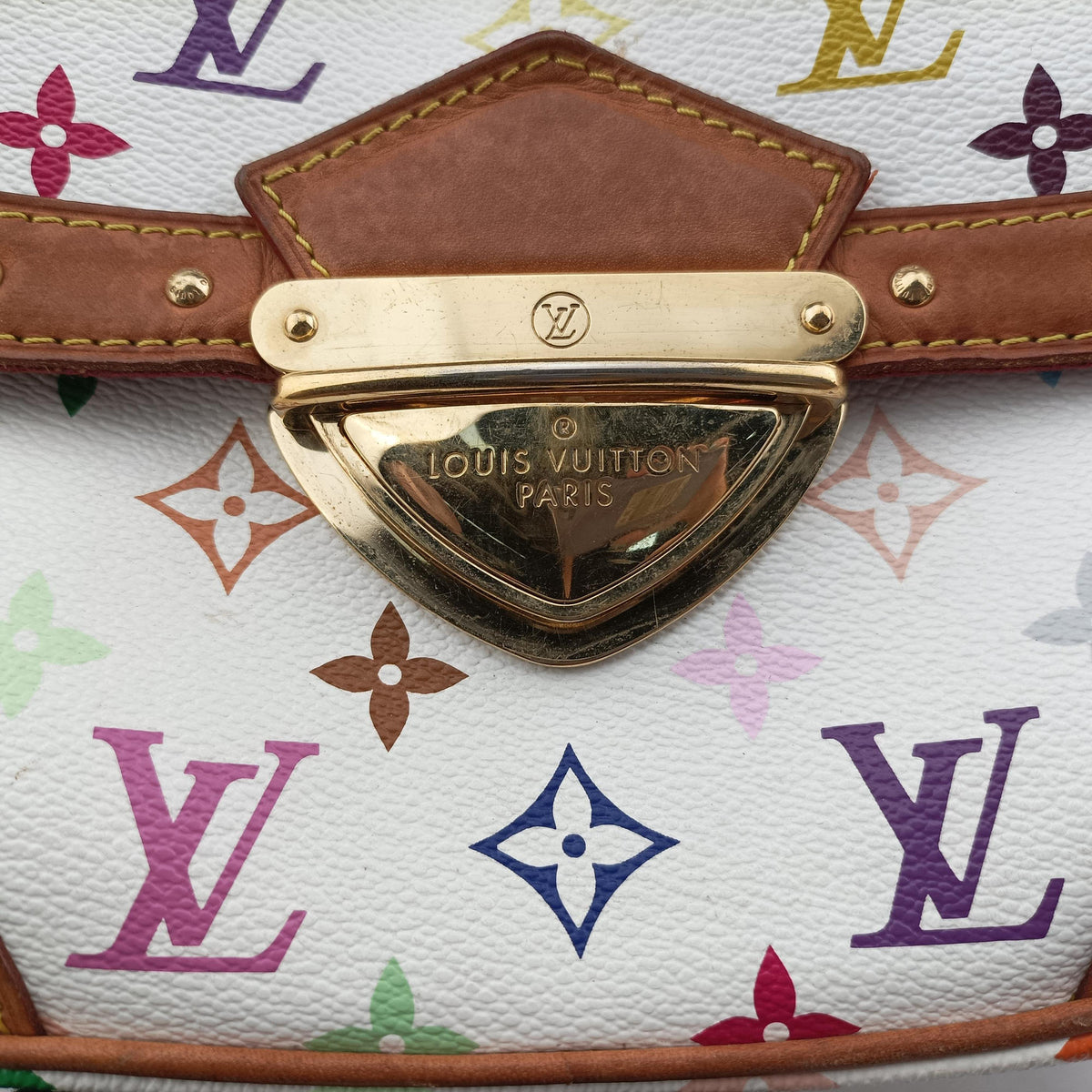 Pre-owned Louis Vuitton RITA white Monogram Multicolor M40125 shoulderbag | stylenewstar