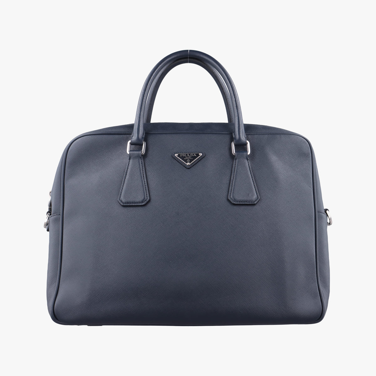Pre-owned Prada Business Briefcase Navy SAFFIANO Leather 2VE011 handbag | stylenewstar