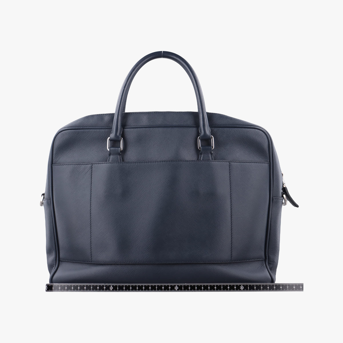 Pre-owned Prada Business Briefcase Navy SAFFIANO Leather 2VE011 handbag | stylenewstar