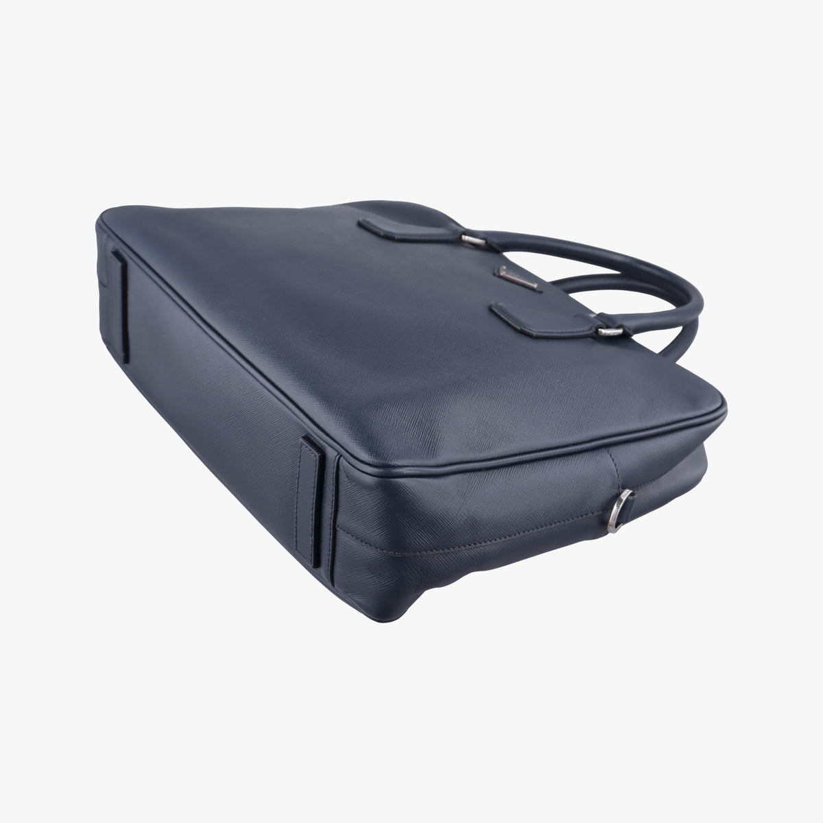 Pre-owned Prada Business Briefcase Navy SAFFIANO Leather 2VE011 handbag | stylenewstar