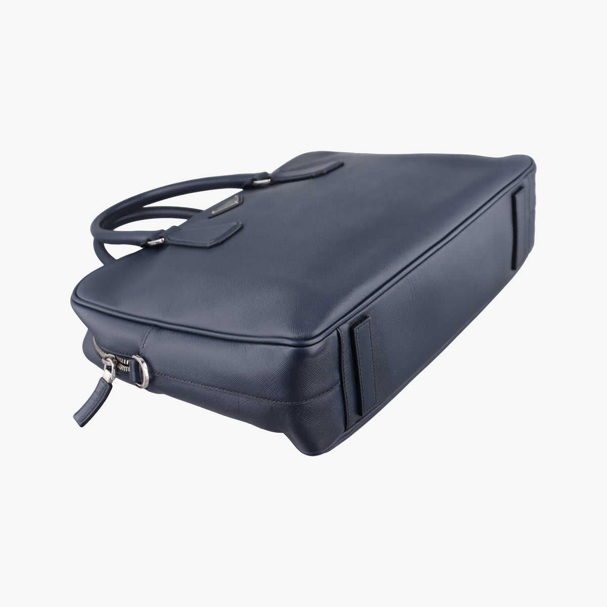 Pre-owned Prada Business Briefcase Navy SAFFIANO Leather 2VE011 handbag | stylenewstar