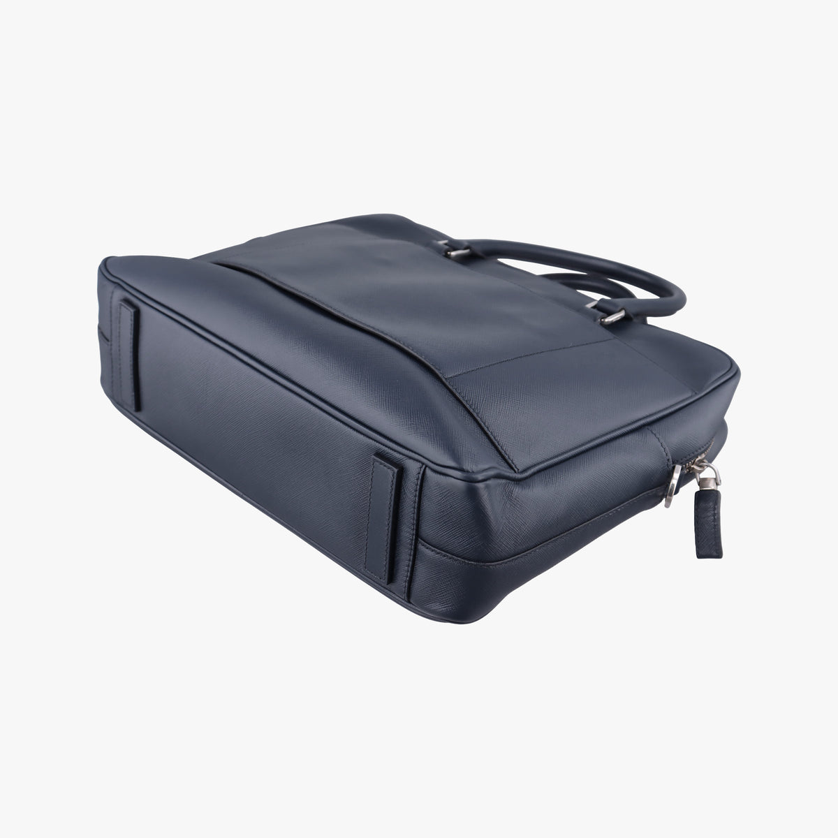 Pre-owned Prada Business Briefcase Navy SAFFIANO Leather 2VE011 handbag | stylenewstar