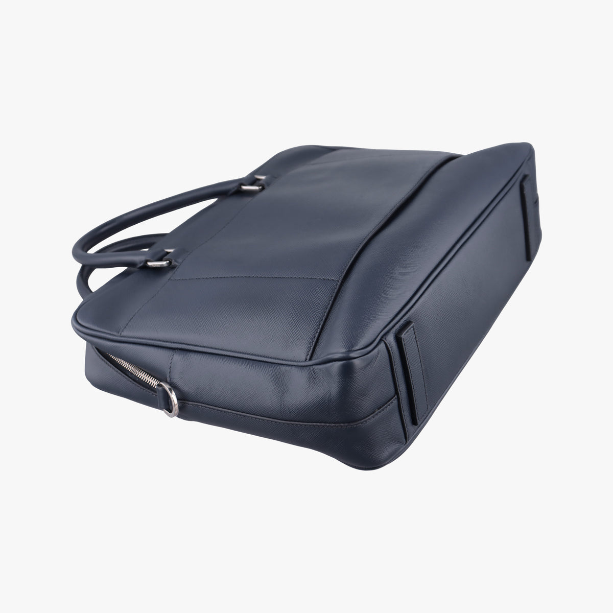Pre-owned Prada Business Briefcase Navy SAFFIANO Leather 2VE011 handbag | stylenewstar