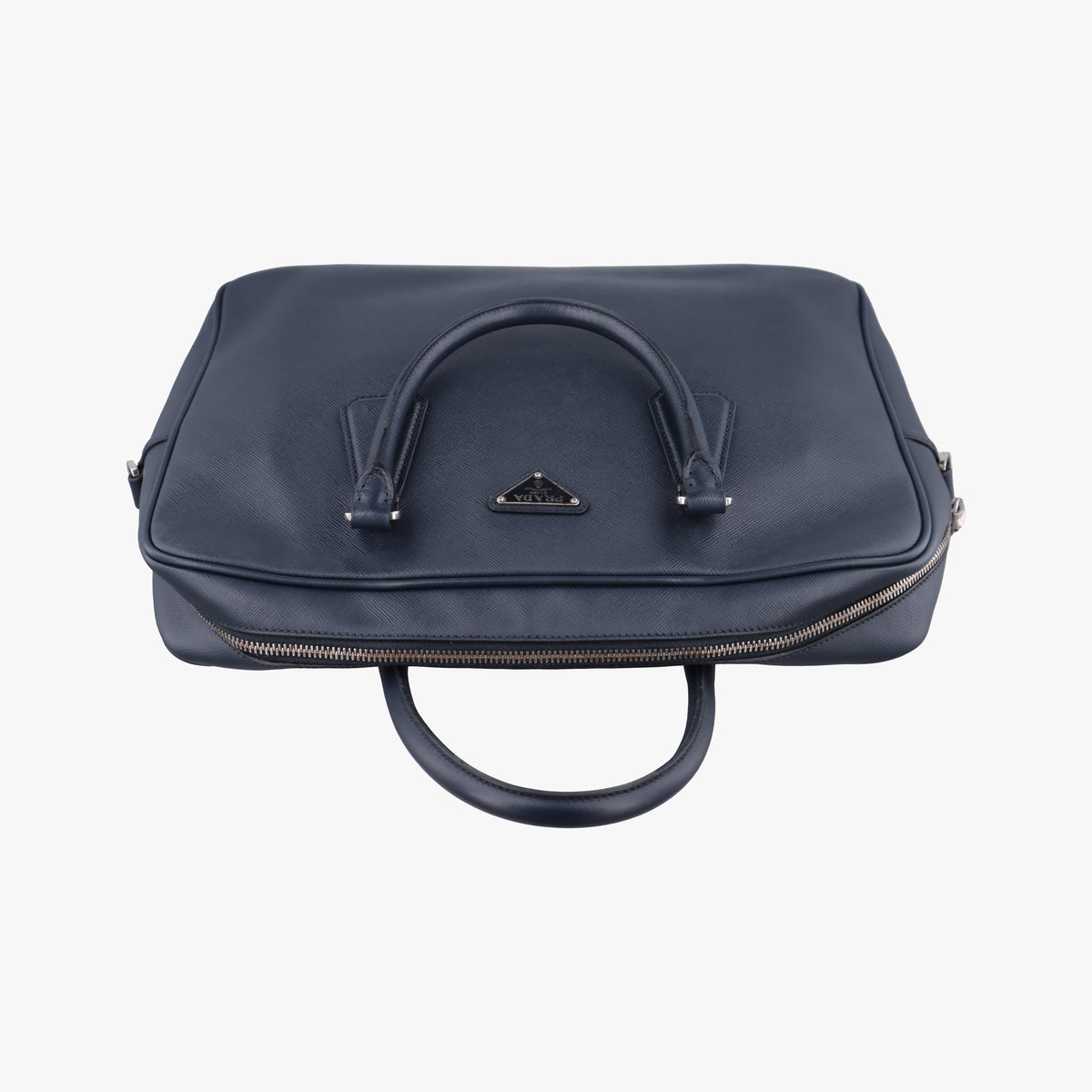 Pre-owned Prada Business Briefcase Navy SAFFIANO Leather 2VE011 handbag | stylenewstar