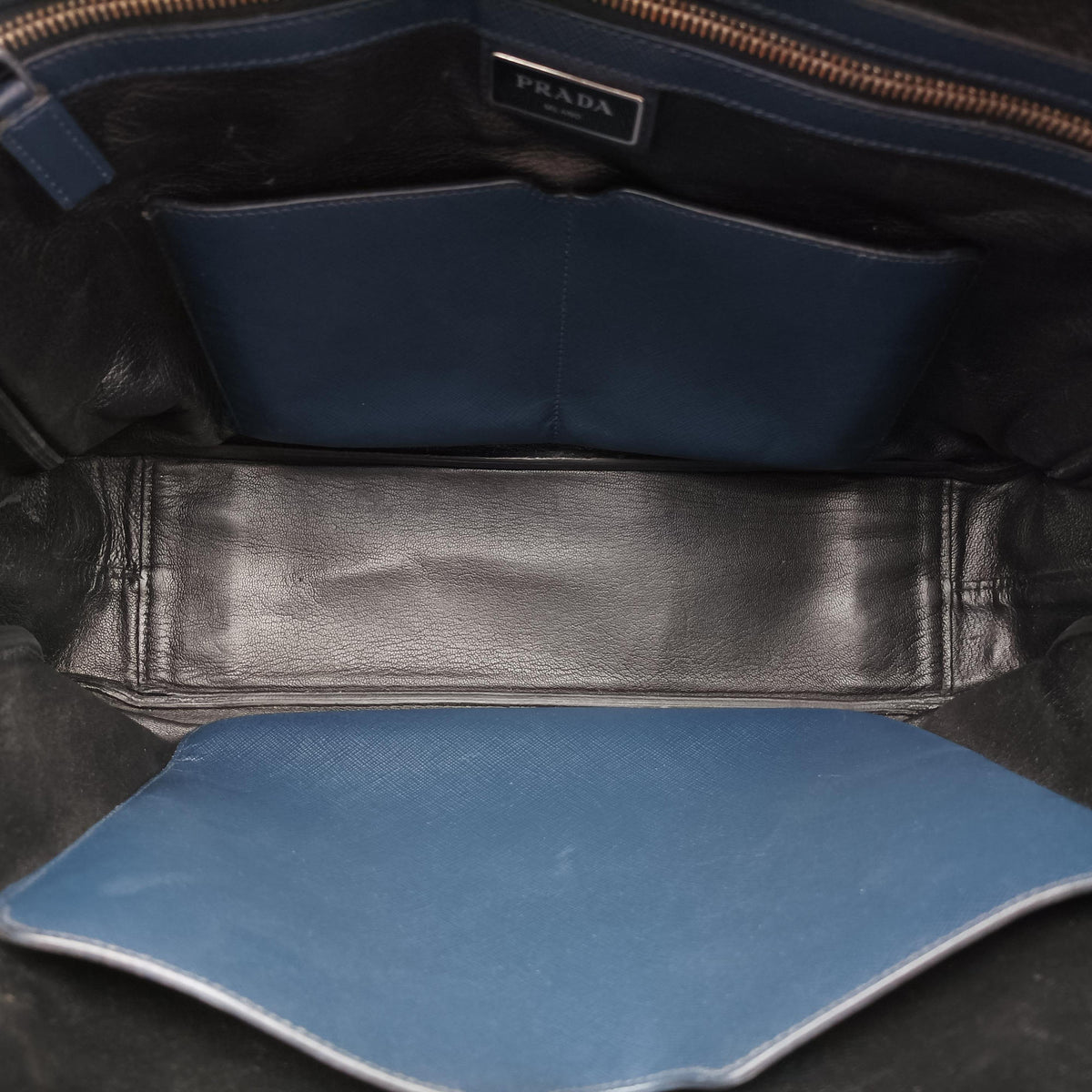 Pre-owned Prada Business Briefcase Navy SAFFIANO Leather 2VE011 handbag | stylenewstar