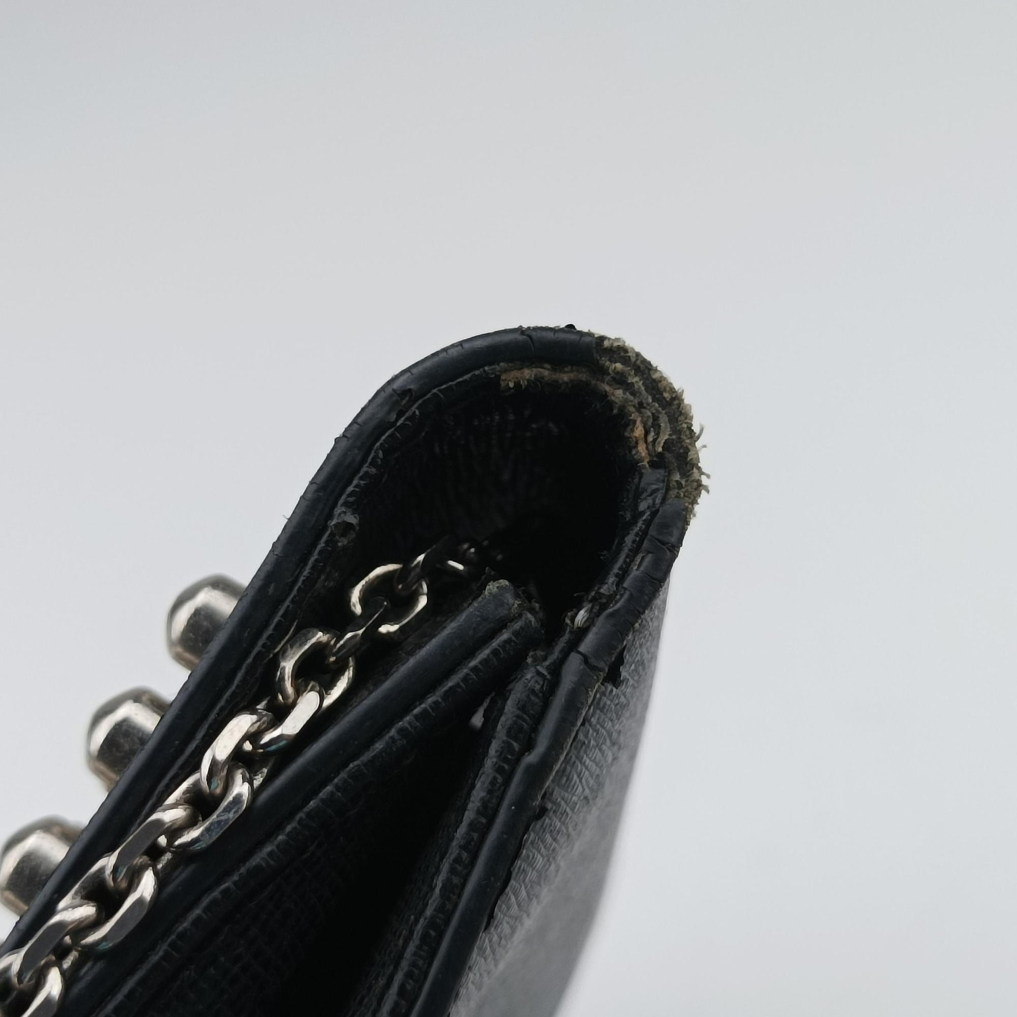 Vintage Fendi Monster Eyes Continental Black Leather 8M0322 shoulderbag | stylenewstar