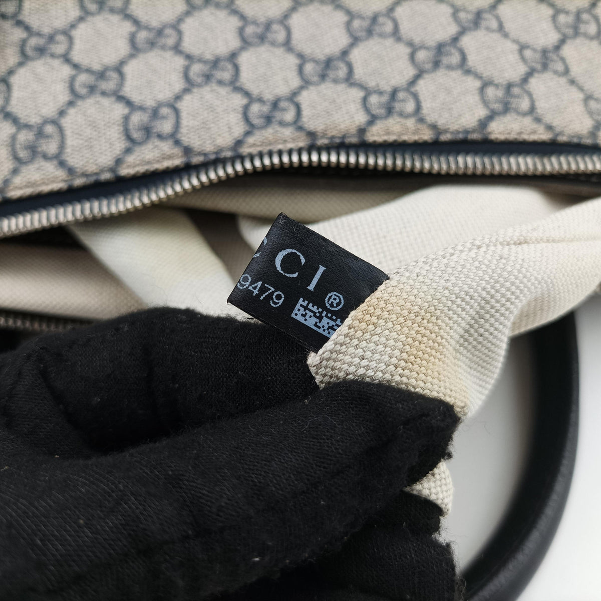 Pre-owned Gucci GG Supreme beige×navy PVC coated canvas 246895 handbag | stylenewstar