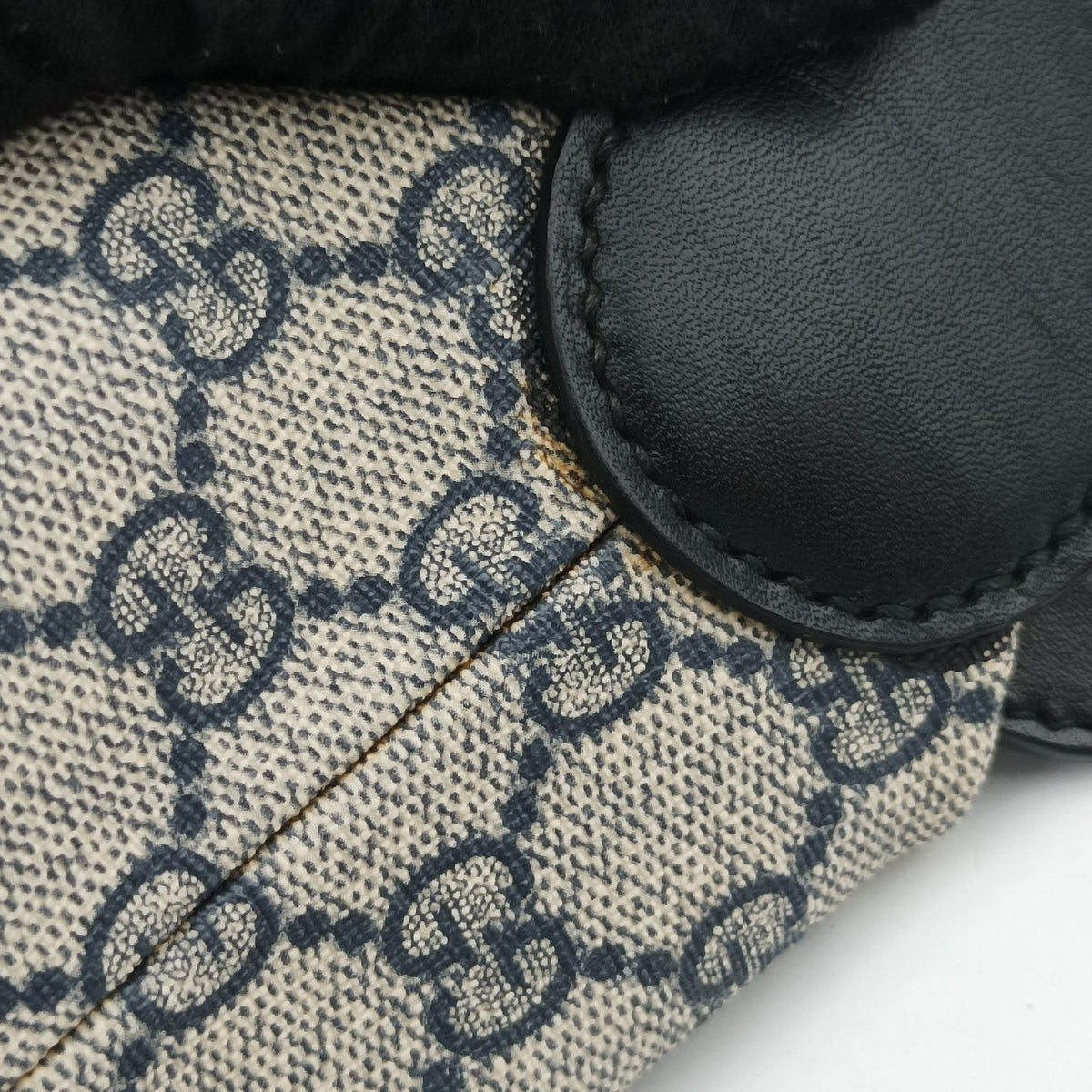 Pre-owned Gucci GG Supreme beige×navy PVC coated canvas 246895 handbag | stylenewstar