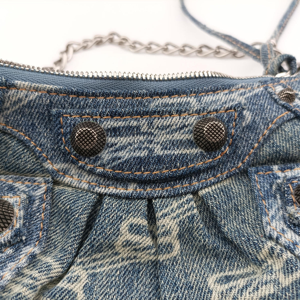 Pre-owned Balenciaga Le Cagole mini Blue denim  shoulderbag | stylenewstar