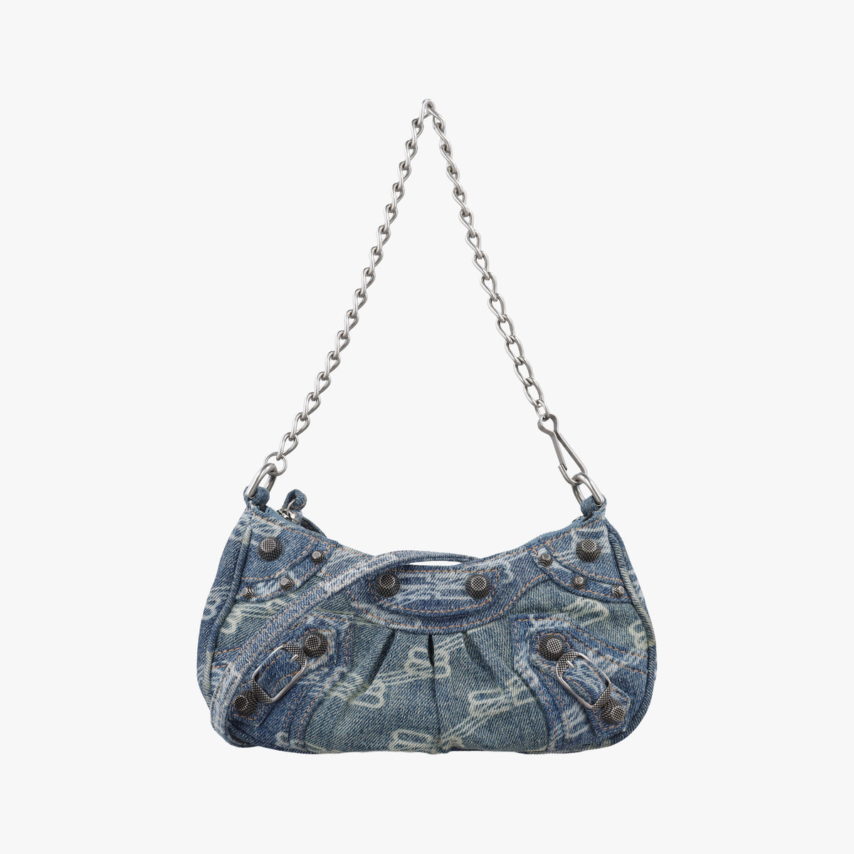 Pre-owned Balenciaga Le Cagole mini Blue denim  shoulderbag | stylenewstar