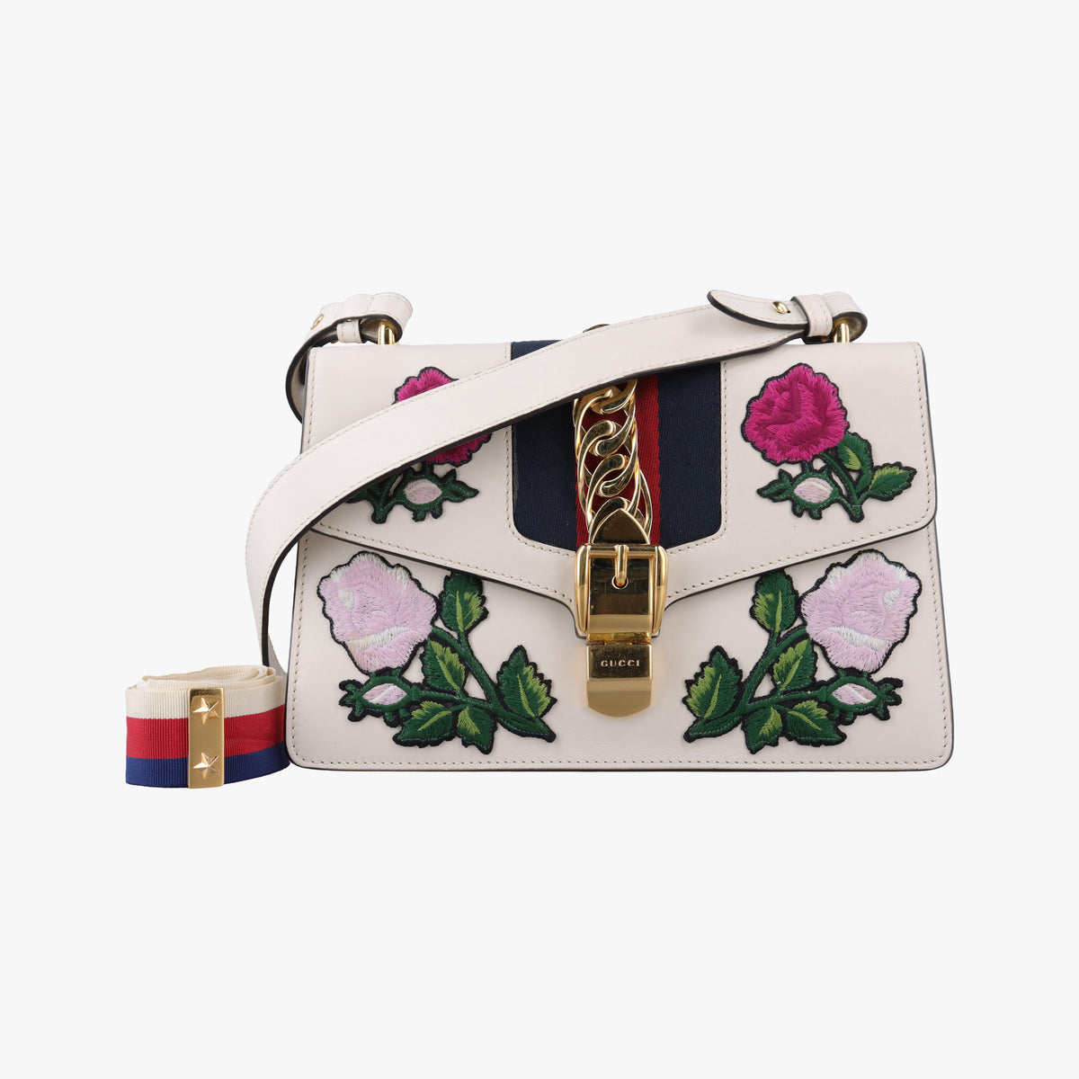 Pre-owned Gucci Sylvie White Leather 421882 shoulderbag | stylenewstar
