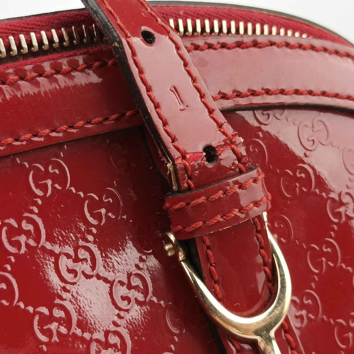 Pre-owned Gucci Microguccissima Red Patent Leather 309617 handbag | stylenewstar
