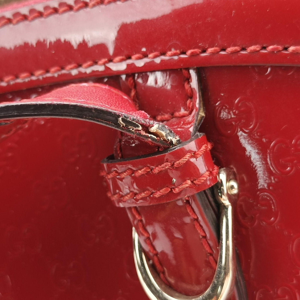 Pre-owned Gucci Microguccissima Red Patent Leather 309617 handbag | stylenewstar