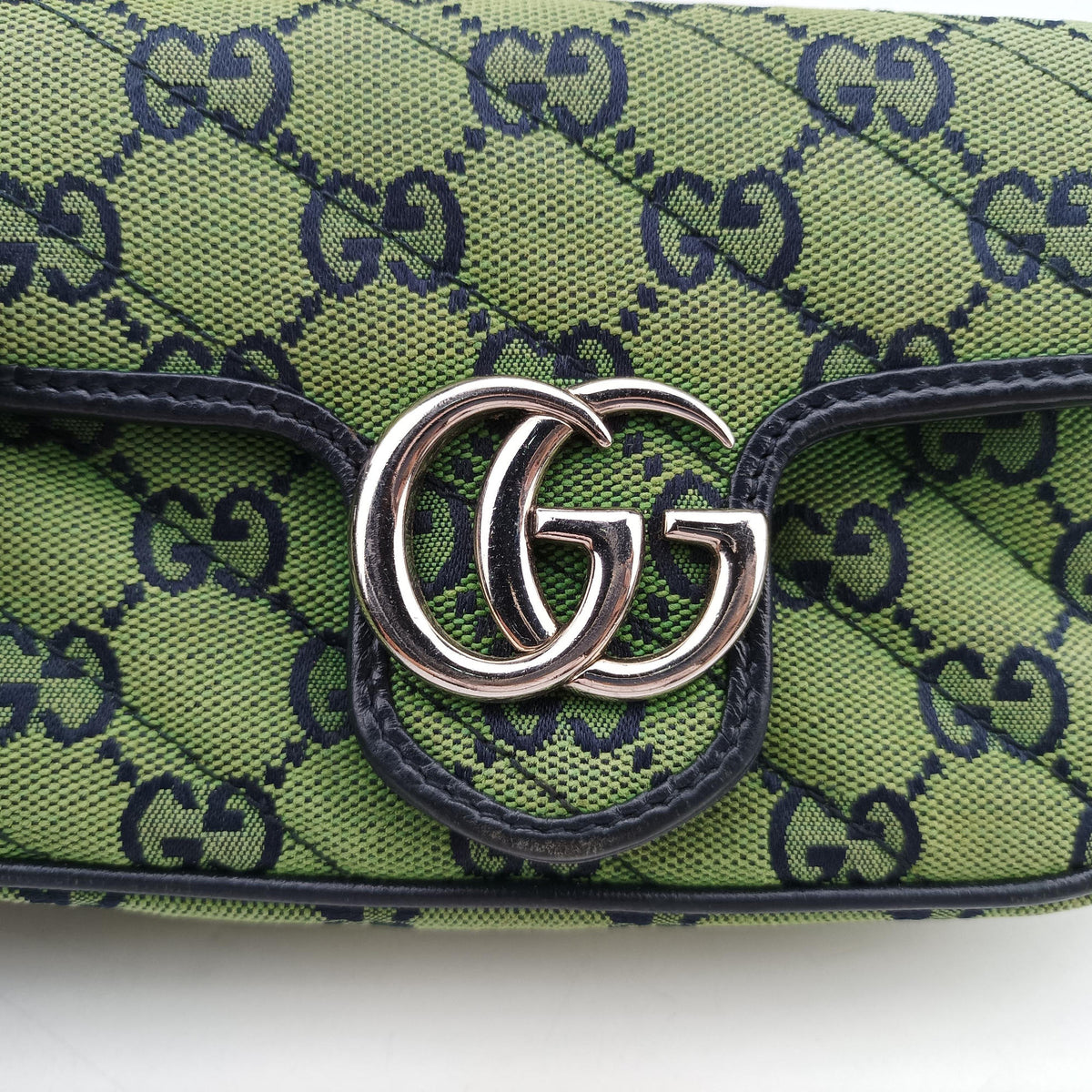 Pre-owned Gucci GG Marmont Green Canvas 476433 shoulderbag | stylenewstar