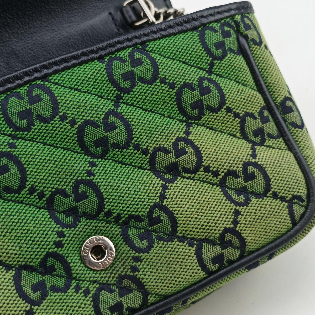 Pre-owned Gucci GG Marmont Green Canvas 476433 shoulderbag | stylenewstar