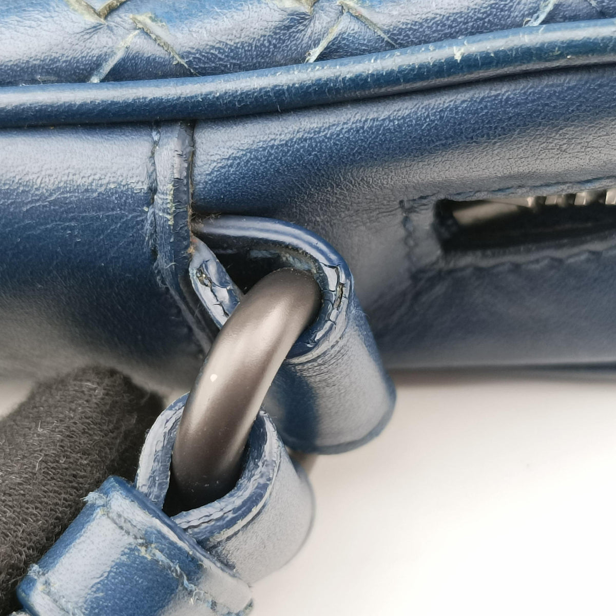 Pre-owned Bottega Veneta Intrecciato Navy lambskin  shoulderbag | stylenewstar