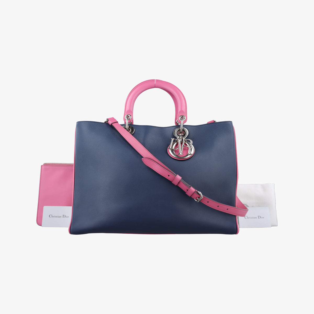 Secondhand Christian Dior Diorissimo Navy×Pink Leather  shoulderbag | stylenewstar
