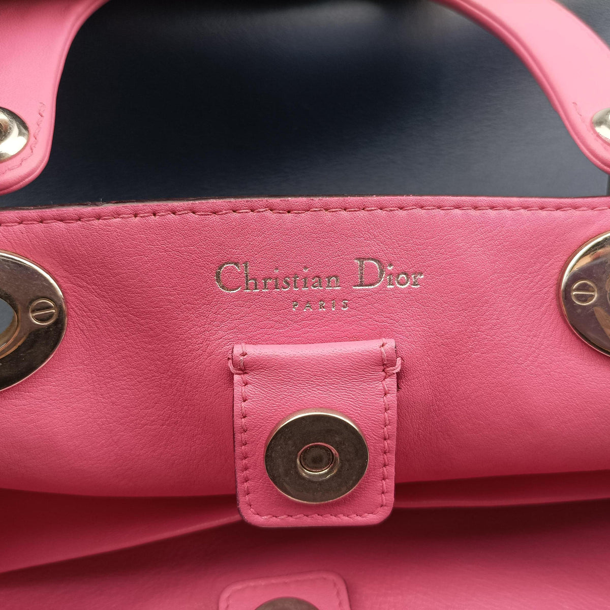 Secondhand Christian Dior Diorissimo Navy×Pink Leather  shoulderbag | stylenewstar
