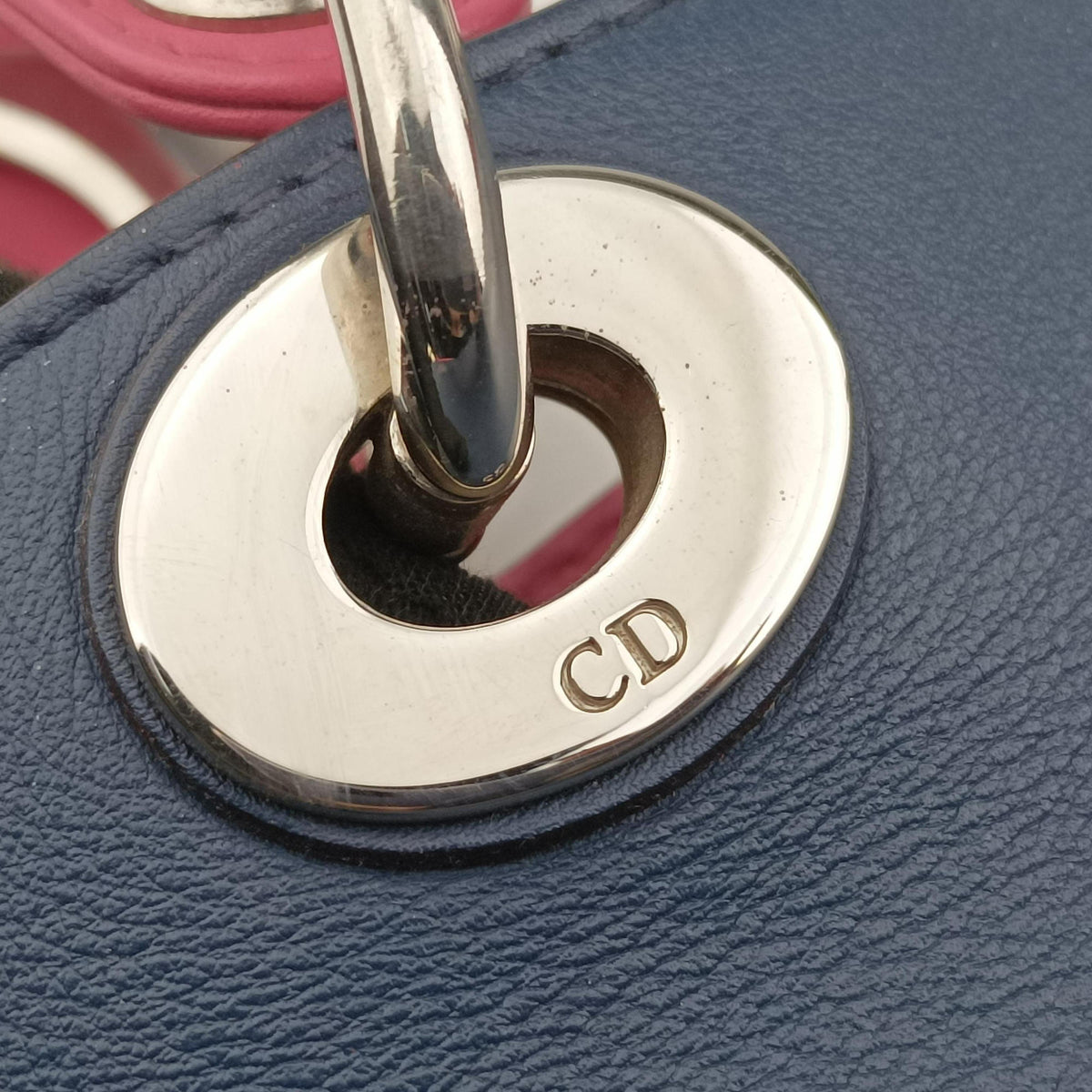 Secondhand Christian Dior Diorissimo Navy×Pink Leather  shoulderbag | stylenewstar