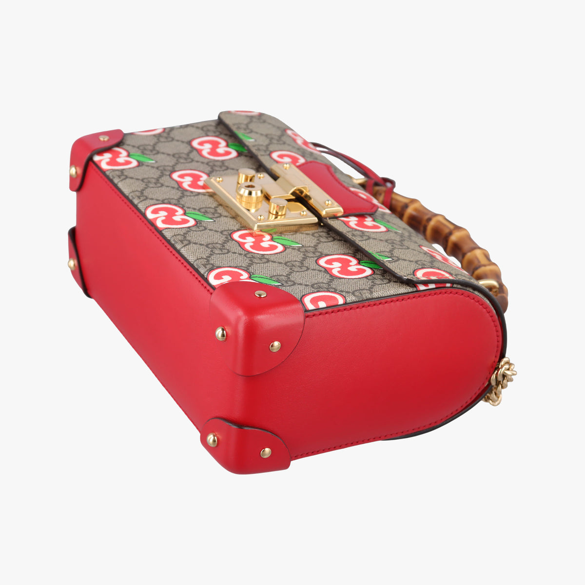 Pre-owned Gucci GG Apple Padlock Bamboo beige×red×multi PVC coated canvas×Leather 603221 shoulderbag | stylenewstar