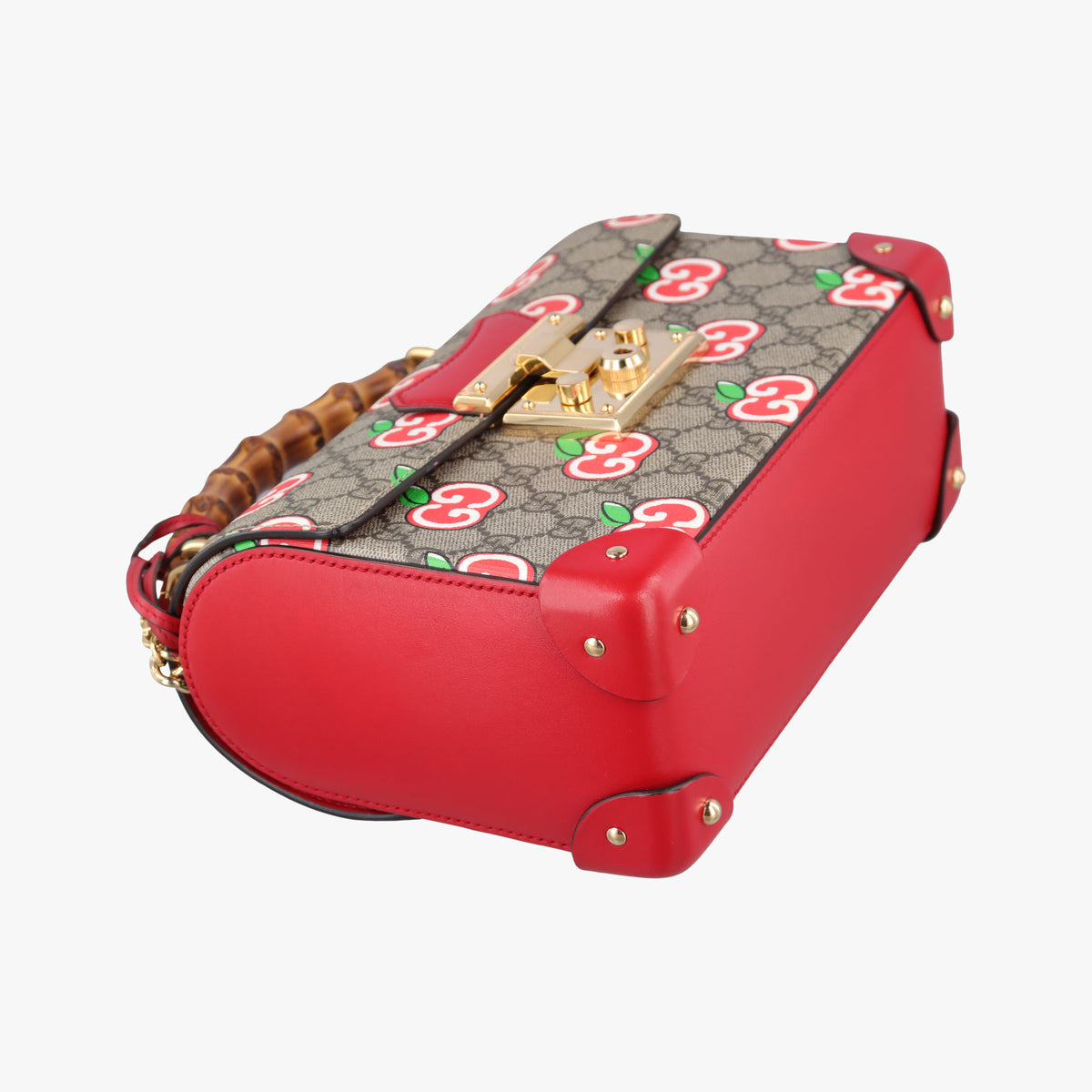 Pre-owned Gucci GG Apple Padlock Bamboo beige×red×multi PVC coated canvas×Leather 603221 shoulderbag | stylenewstar