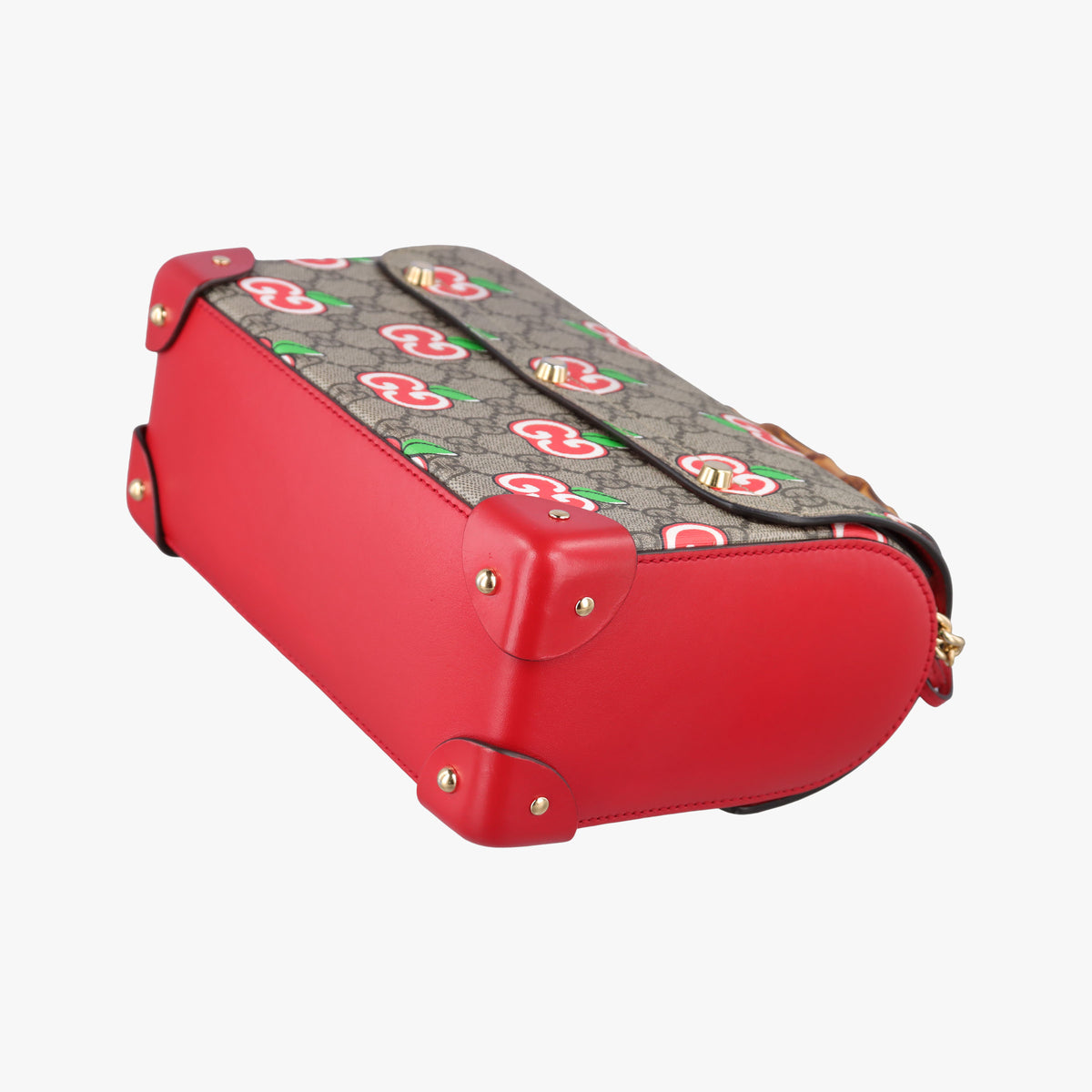 Pre-owned Gucci GG Apple Padlock Bamboo beige×red×multi PVC coated canvas×Leather 603221 shoulderbag | stylenewstar