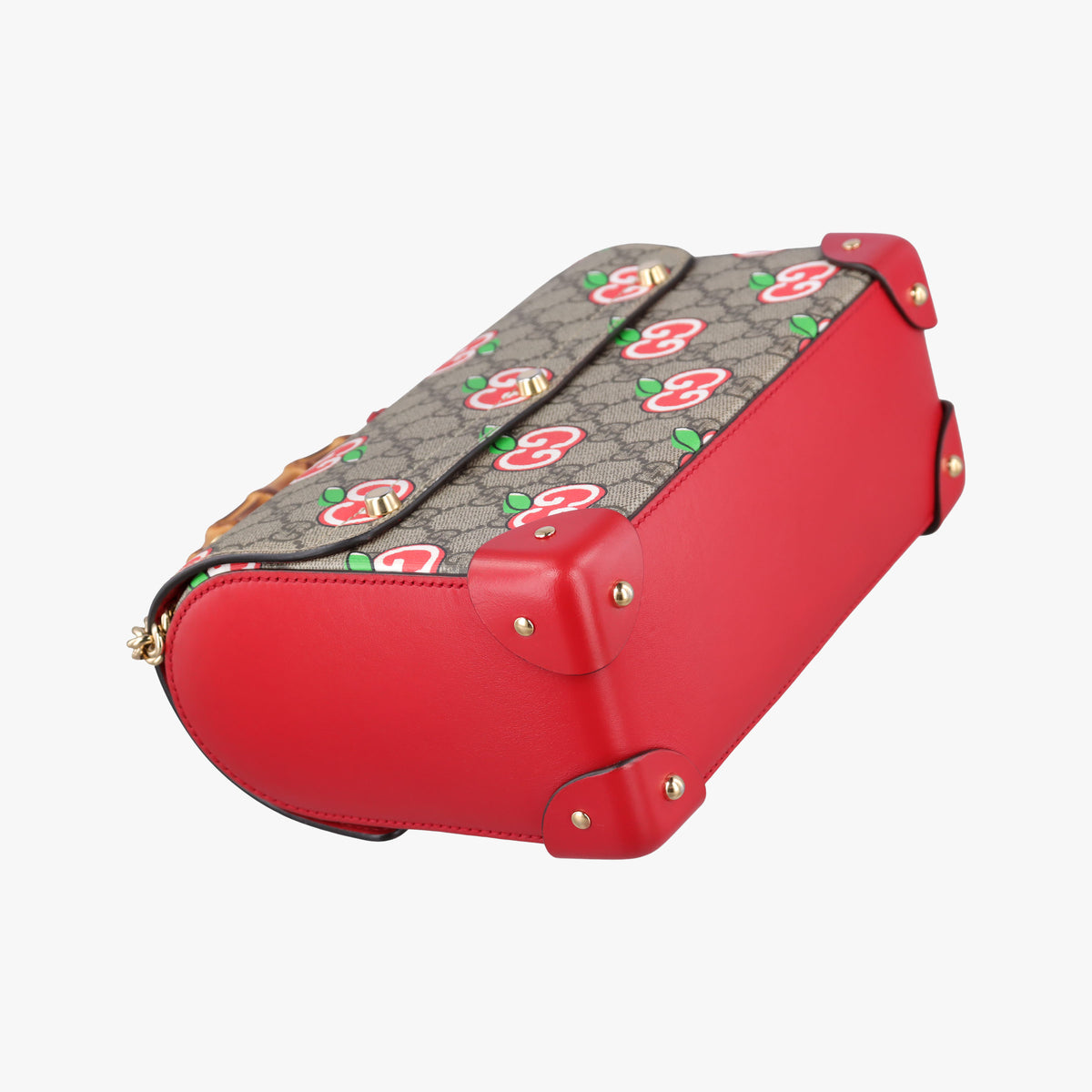 Pre-owned Gucci GG Apple Padlock Bamboo beige×red×multi PVC coated canvas×Leather 603221 shoulderbag | stylenewstar