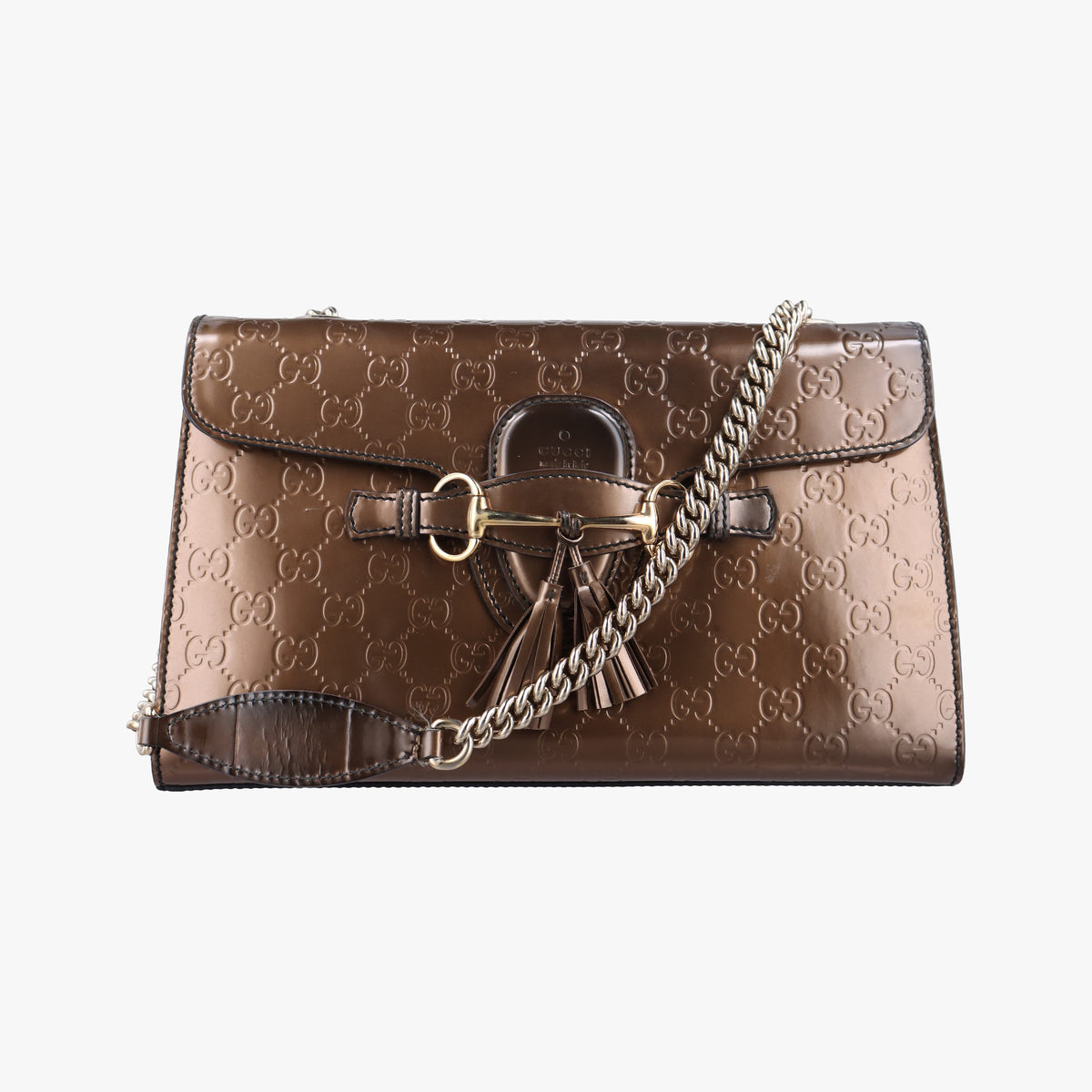 Secondhand Gucci Emily Brown Patent Leather 295402 shoulderbag | stylenewstar