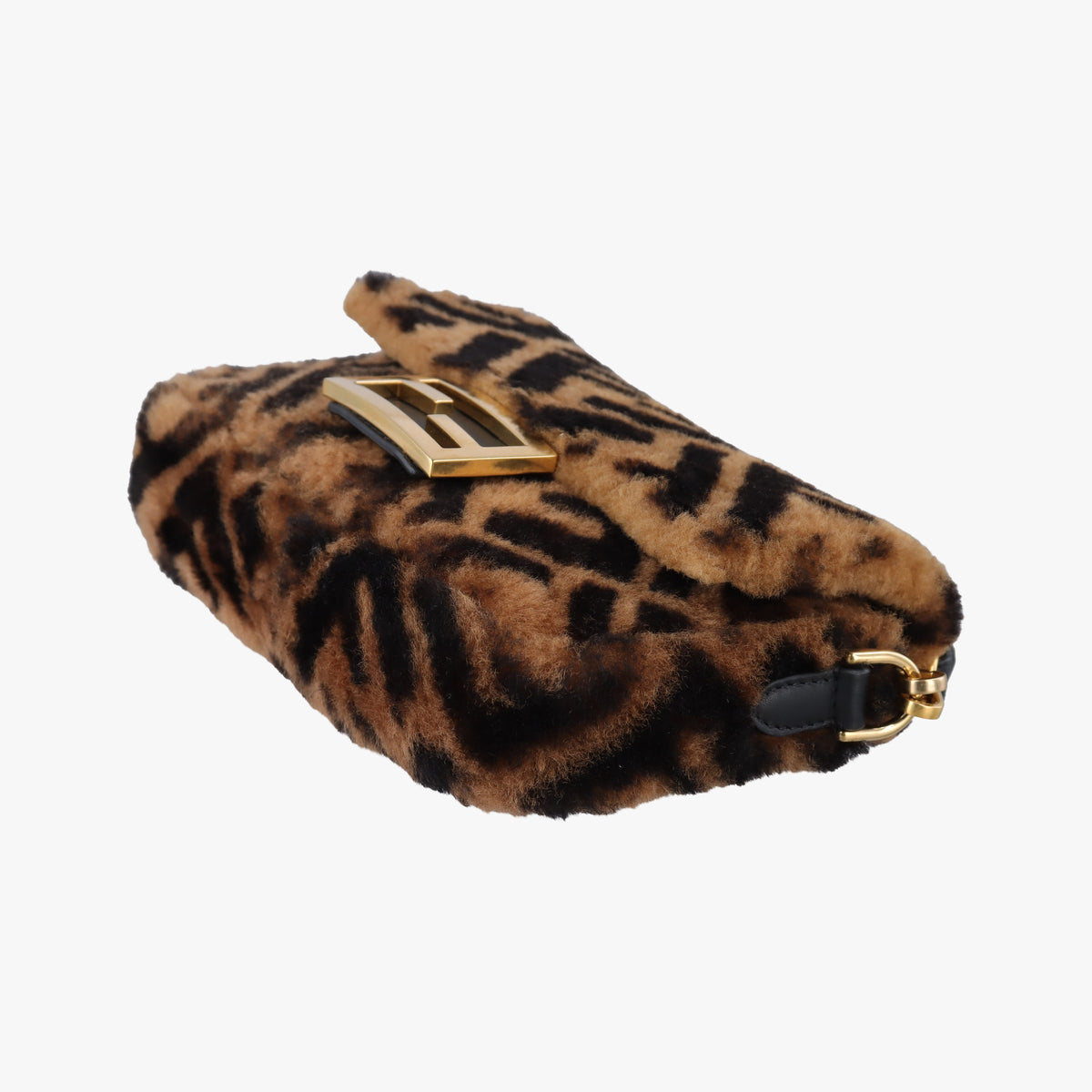 Pre-owned Fendi BAGUETTE Brown×Black fur 8BS017 shoulderbag | stylenewstar