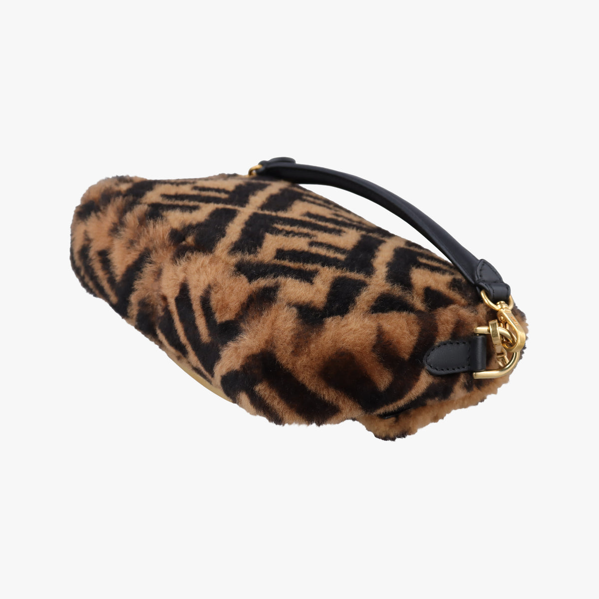 Pre-owned Fendi BAGUETTE Brown×Black fur 8BS017 shoulderbag | stylenewstar