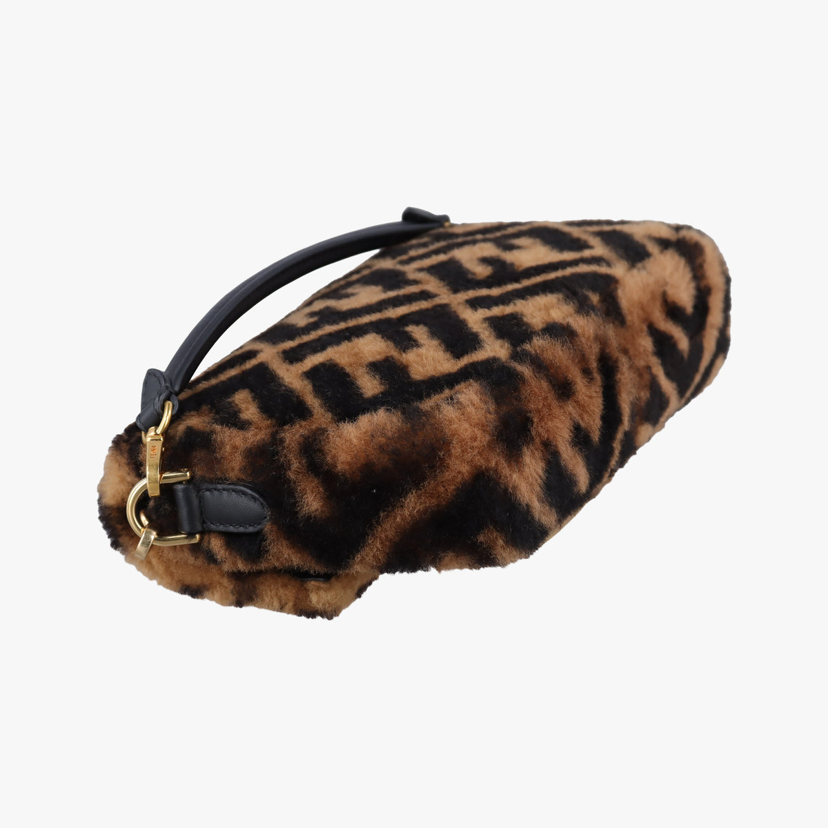 Pre-owned Fendi BAGUETTE Brown×Black fur 8BS017 shoulderbag | stylenewstar