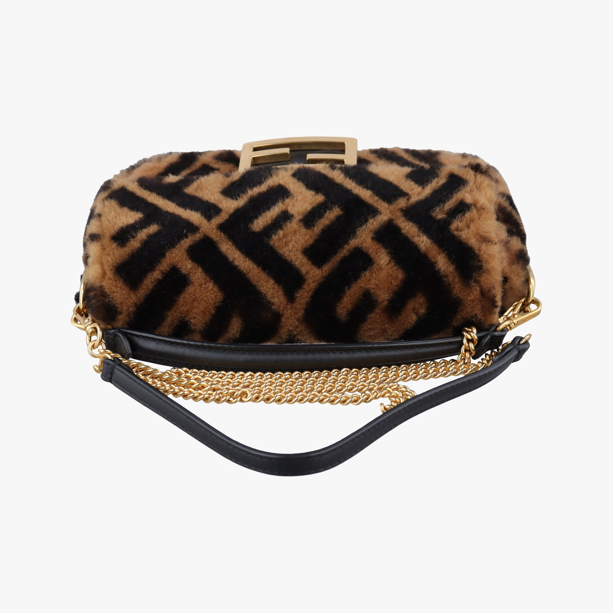 Pre-owned Fendi BAGUETTE Brown×Black fur 8BS017 shoulderbag | stylenewstar