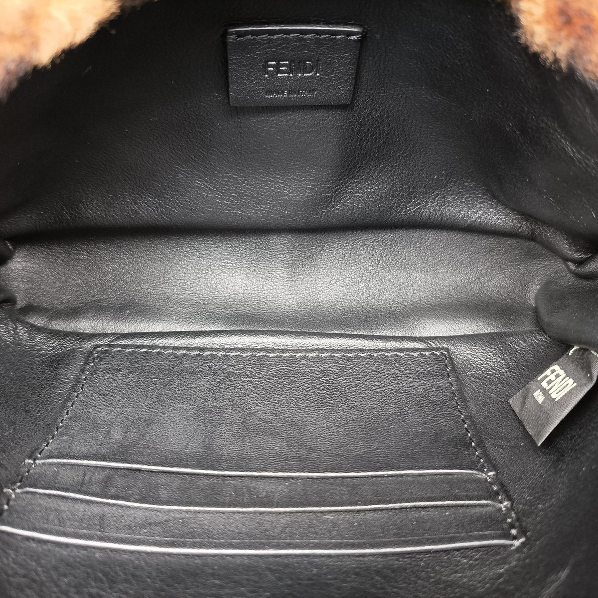 Pre-owned Fendi BAGUETTE Brown×Black fur 8BS017 shoulderbag | stylenewstar