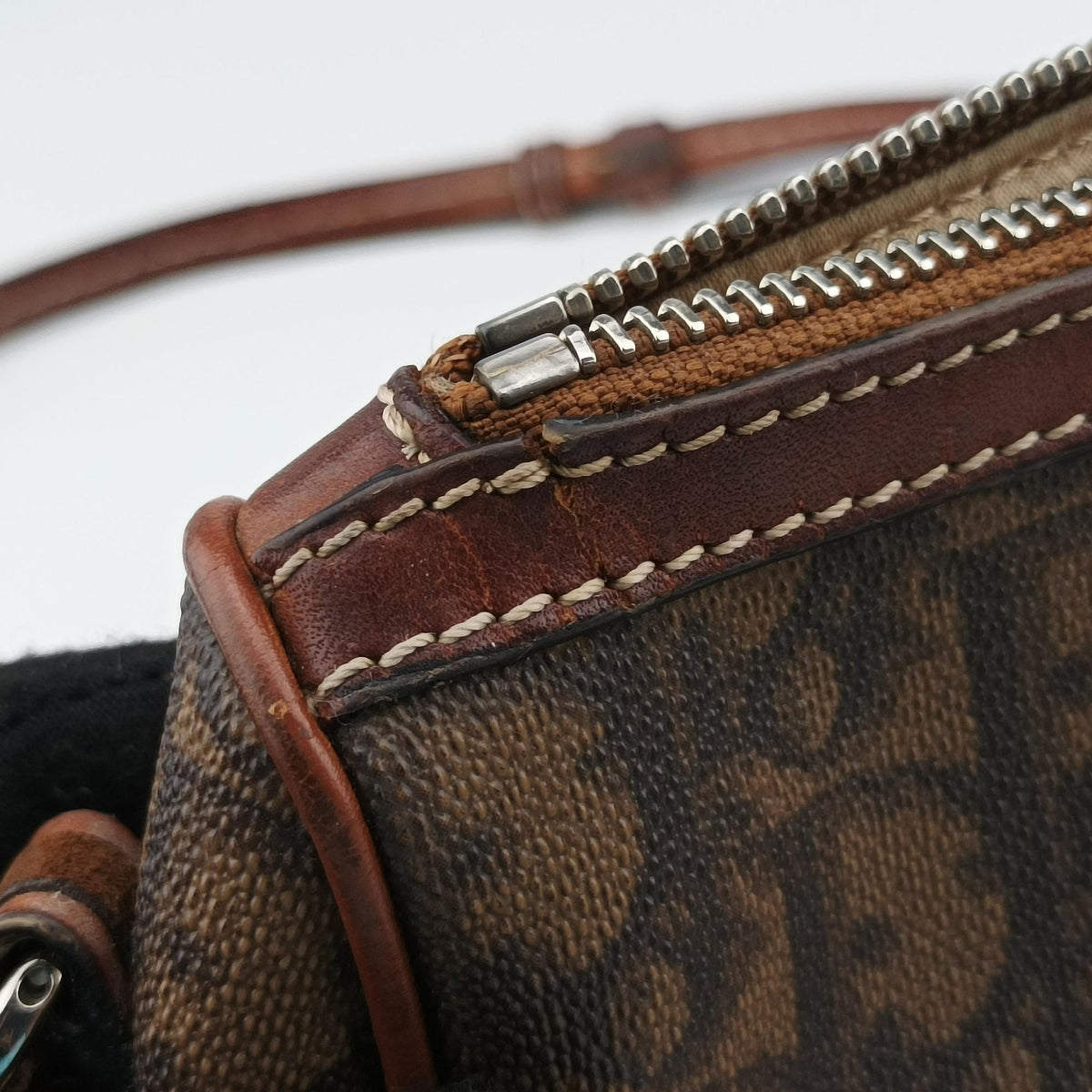 Vintage Christian Dior Trotter Romantic Brown PVC coated canvas×Leather  shoulderbag | stylenewstar