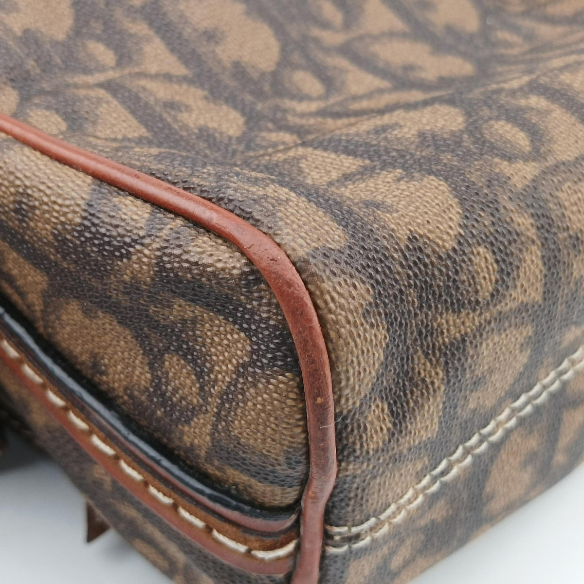 Vintage Christian Dior Trotter Romantic Brown PVC coated canvas×Leather  shoulderbag | stylenewstar