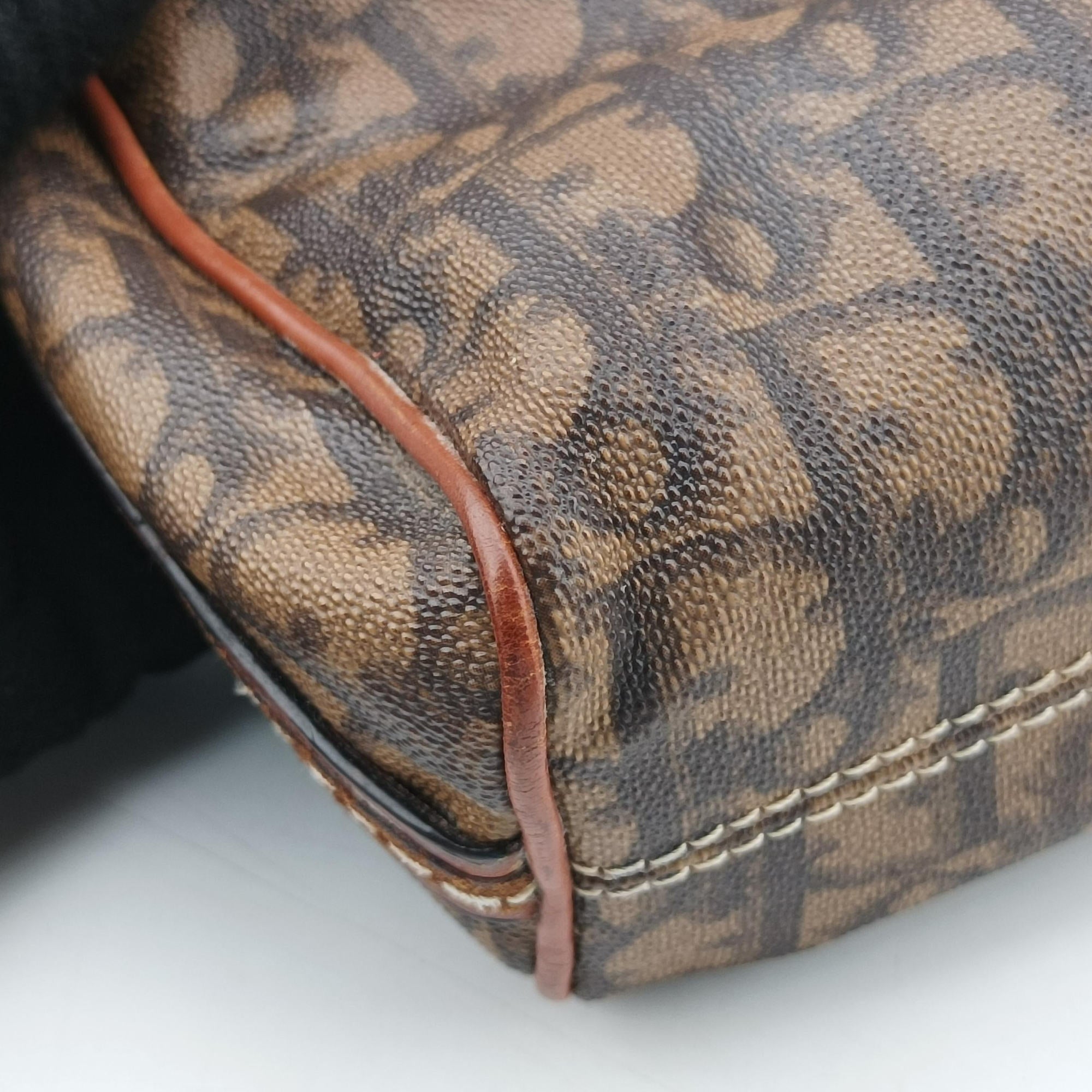 Vintage Christian Dior Trotter Romantic Brown PVC coated canvas×Leather  shoulderbag | stylenewstar