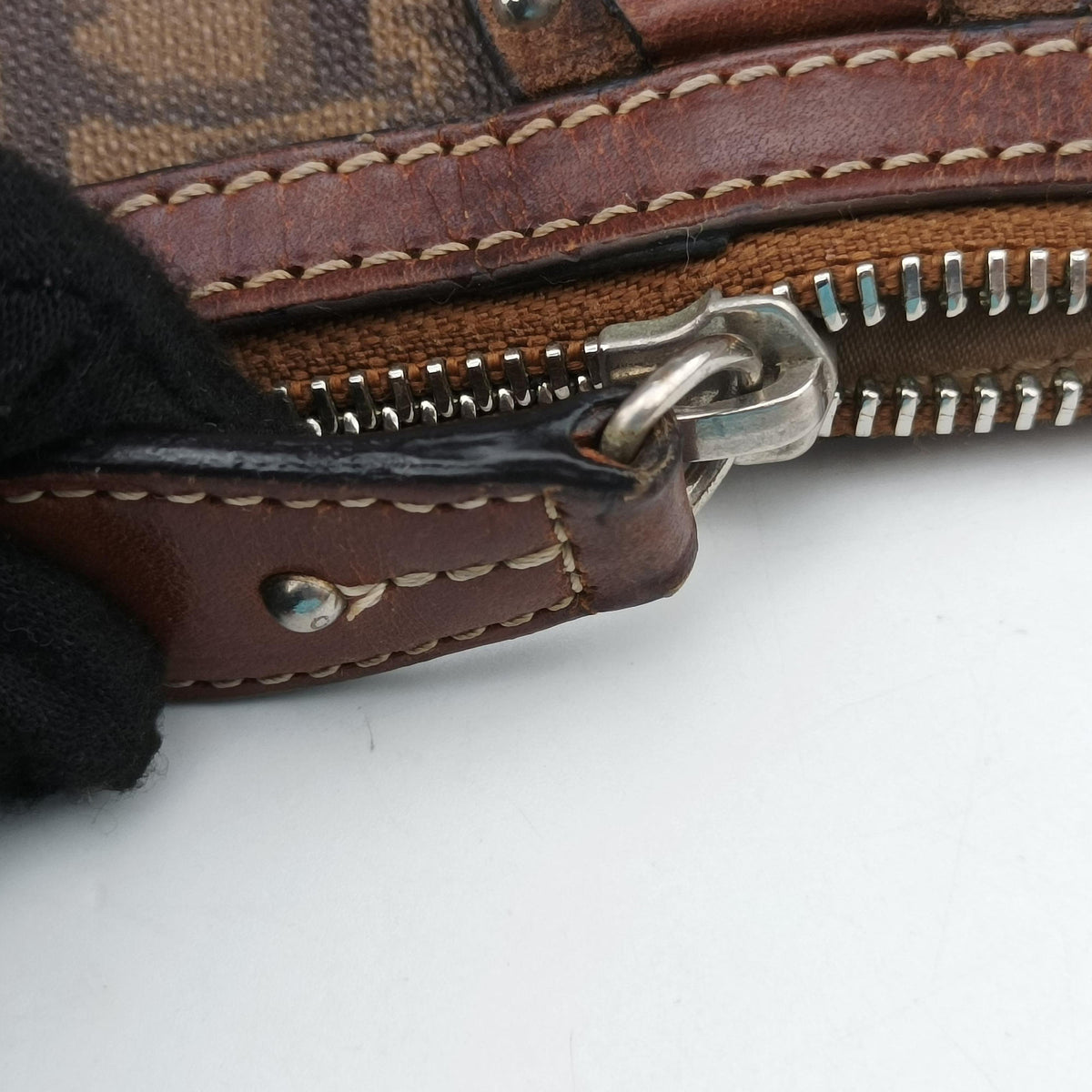 Vintage Christian Dior Trotter Romantic Brown PVC coated canvas×Leather  shoulderbag | stylenewstar
