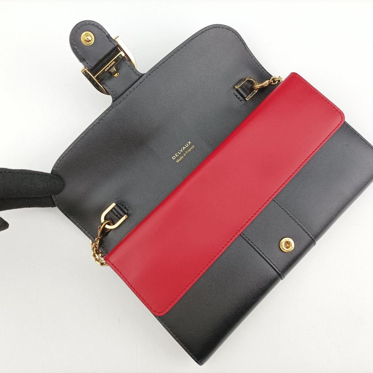 Pre-owned Delvaux Brillant chain BLack × Red leather  shoulderbag | stylenewstar
