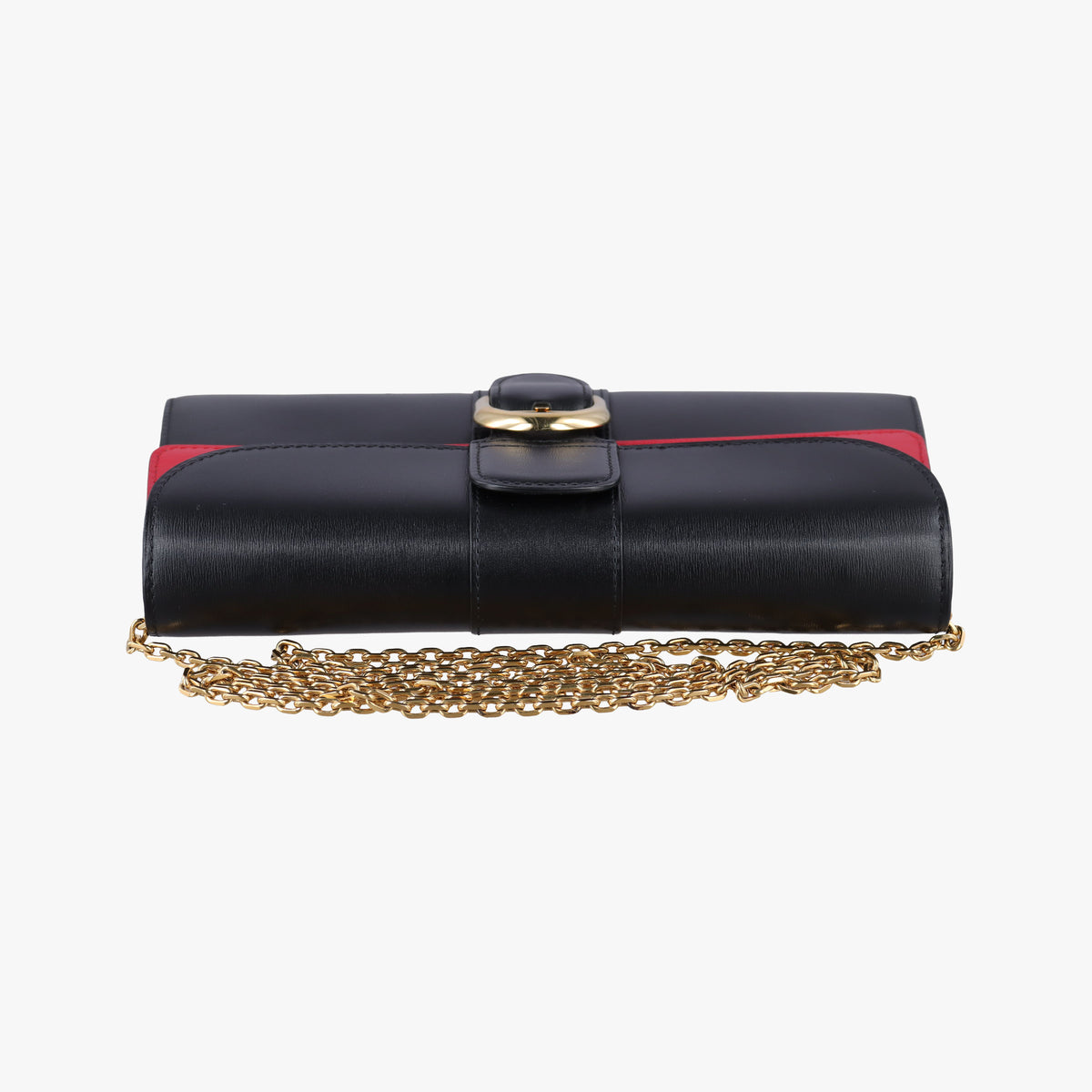 Pre-owned Delvaux Brillant chain BLack × Red leather  shoulderbag | stylenewstar