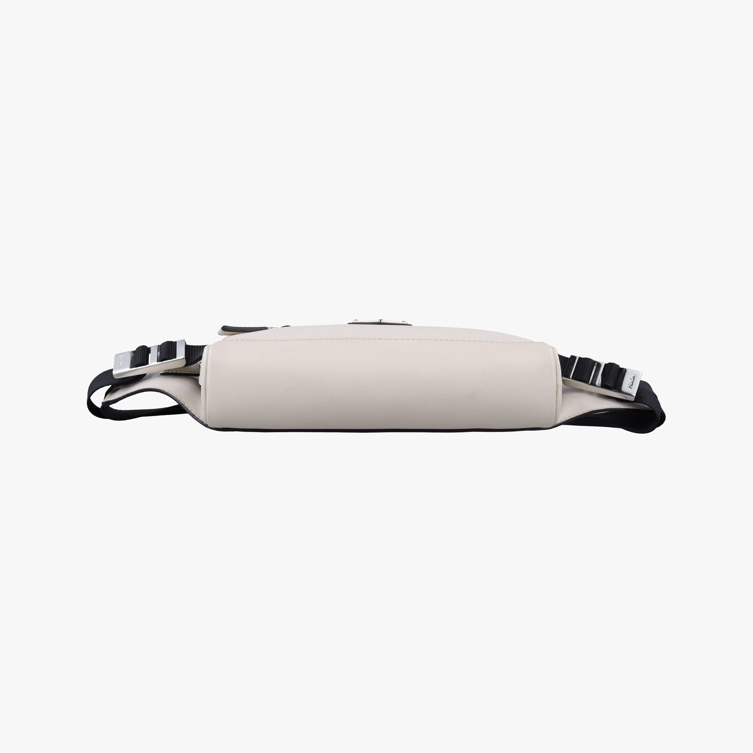 Pre-owned Prada Triangle Logo White Saffiano Leather 2VL012 bum bag/waist bag | stylenewstar