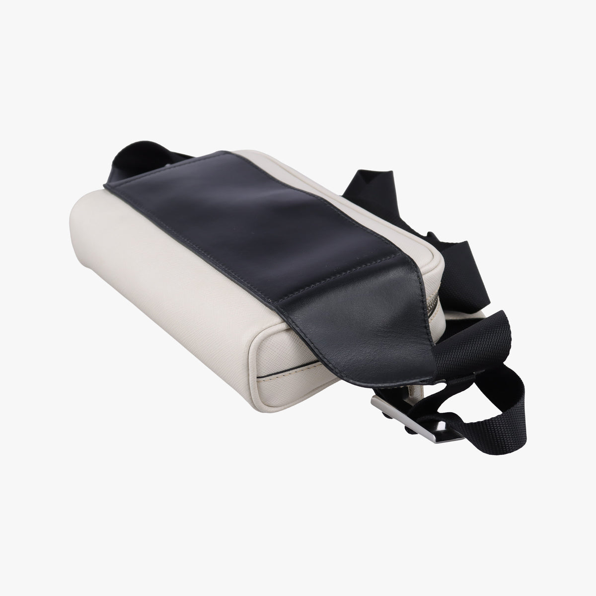 Vintage Prada Triangle Logo White Saffiano Leather 2VL012 bum bag/waist bag | stylenewstar