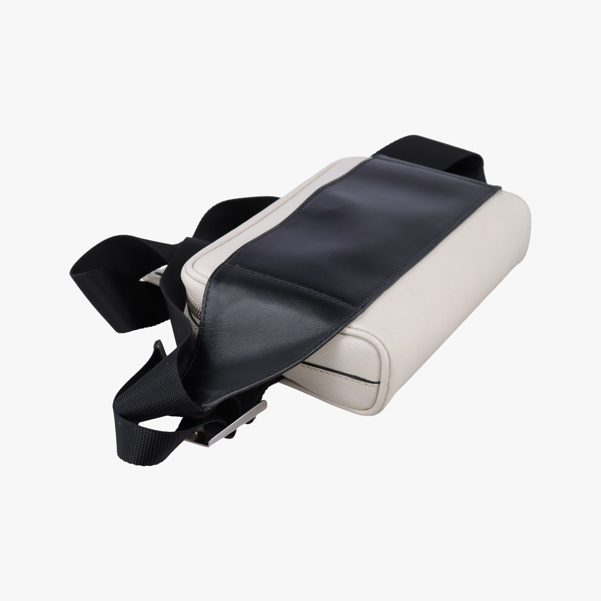 Vintage Prada Triangle Logo White Saffiano Leather 2VL012 bum bag/waist bag | stylenewstar