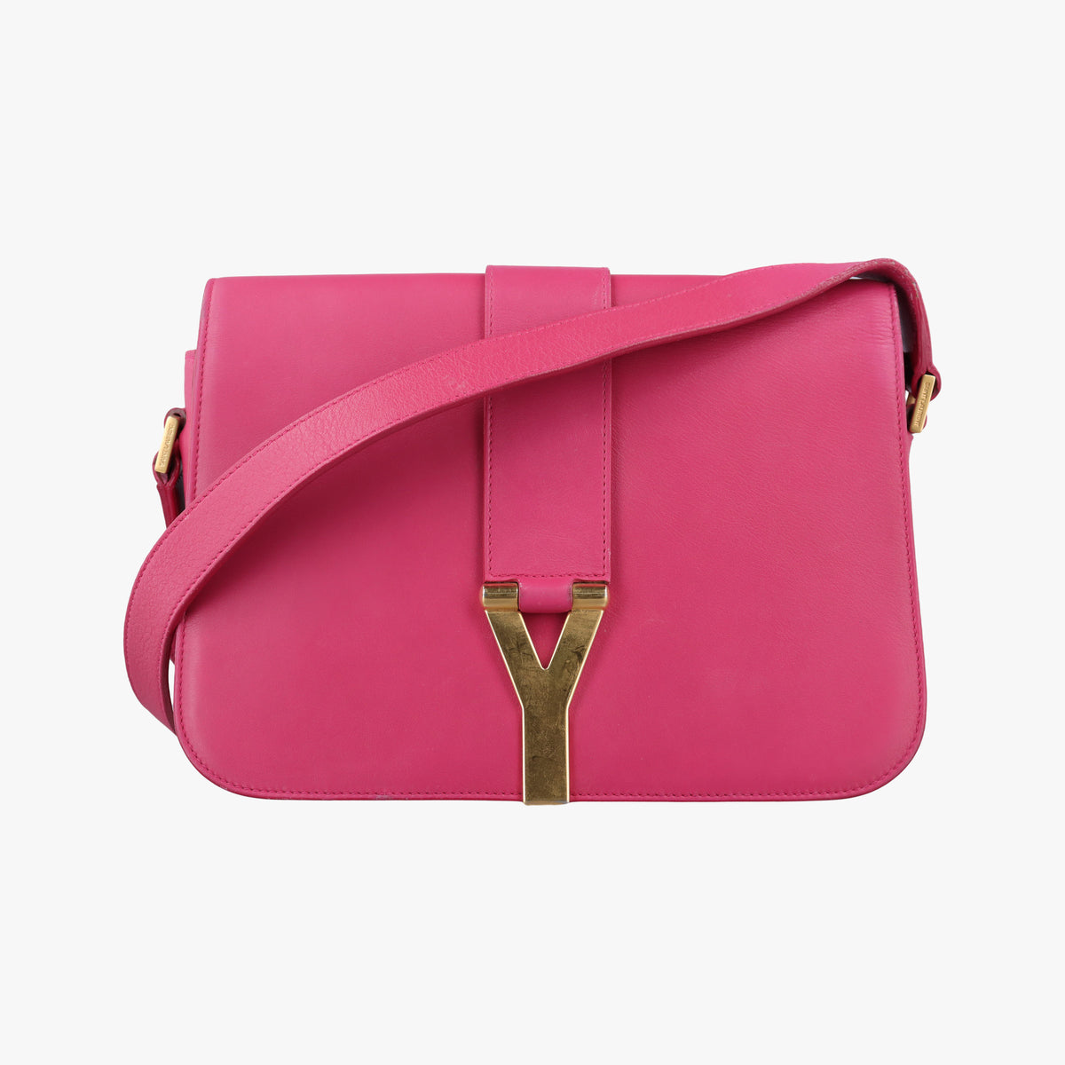 Pre-owned Yves Saint Laurent Y Ligne Rose Leather 311214 shoulderbag | stylenewstar