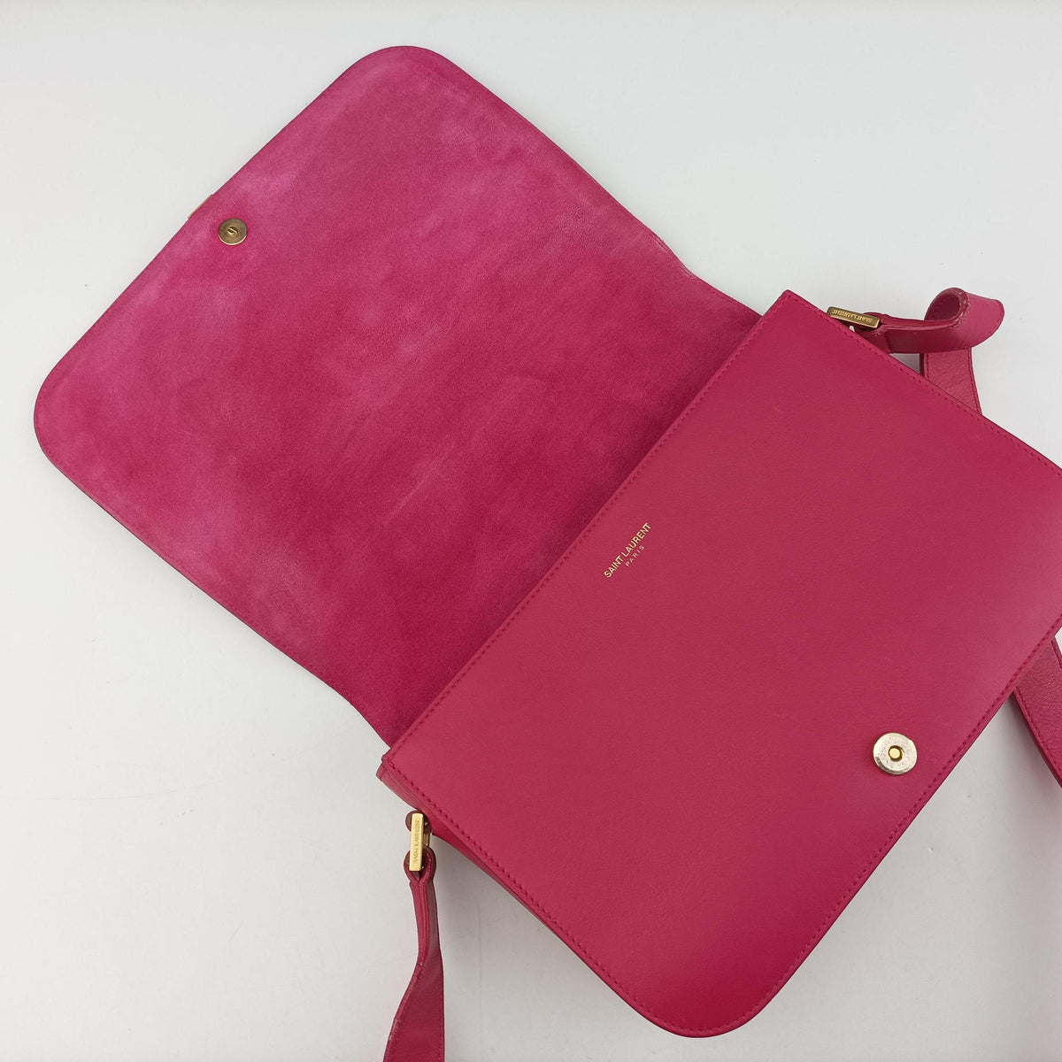 Pre-owned Yves Saint Laurent Y Ligne Rose Leather 311214 shoulderbag | stylenewstar