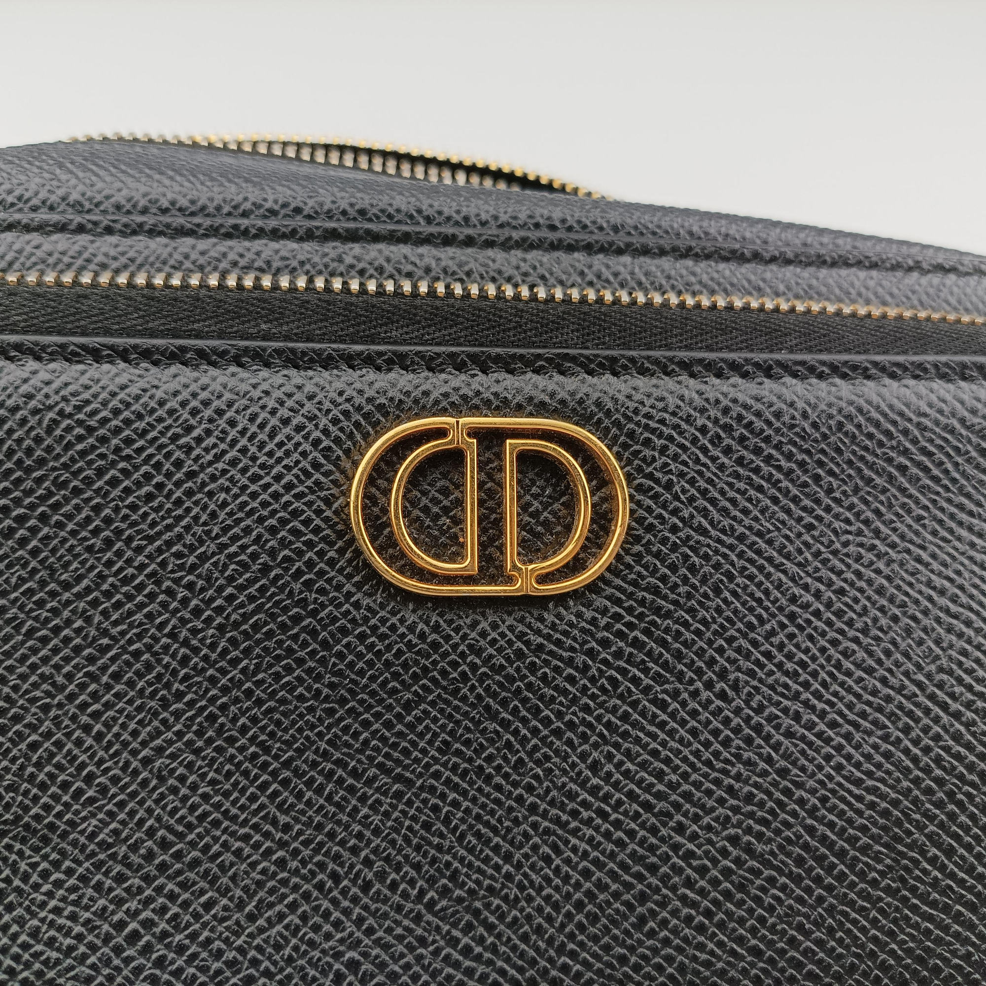 Pre-owned Christian Dior Caro Double Pouch Black Leather  shoulderbag | stylenewstar