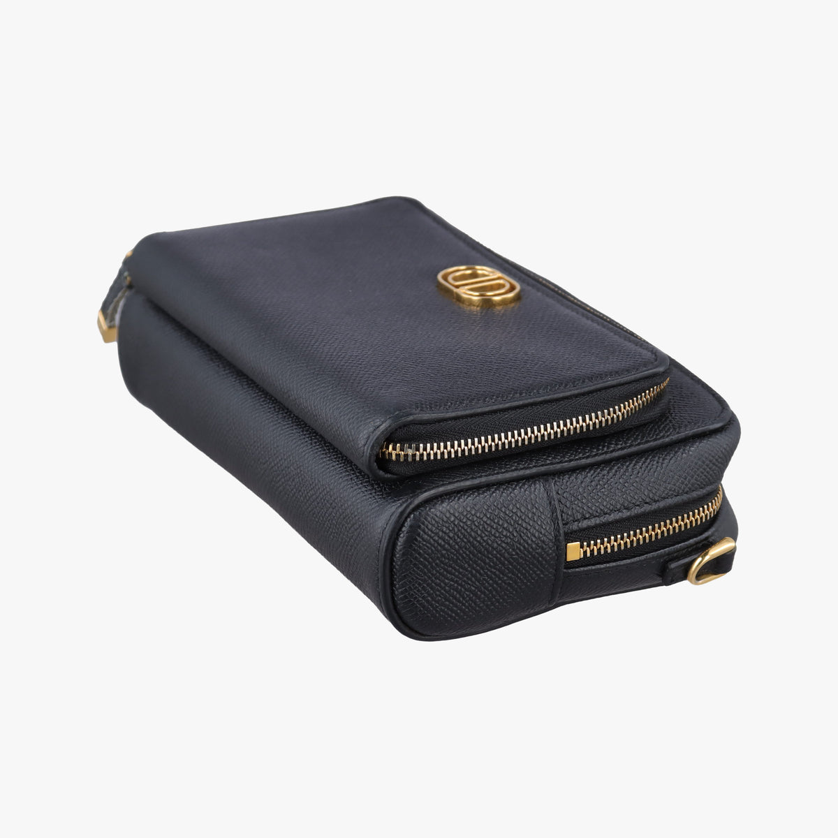 Pre-owned Christian Dior Caro Double Pouch Black Leather  shoulderbag | stylenewstar